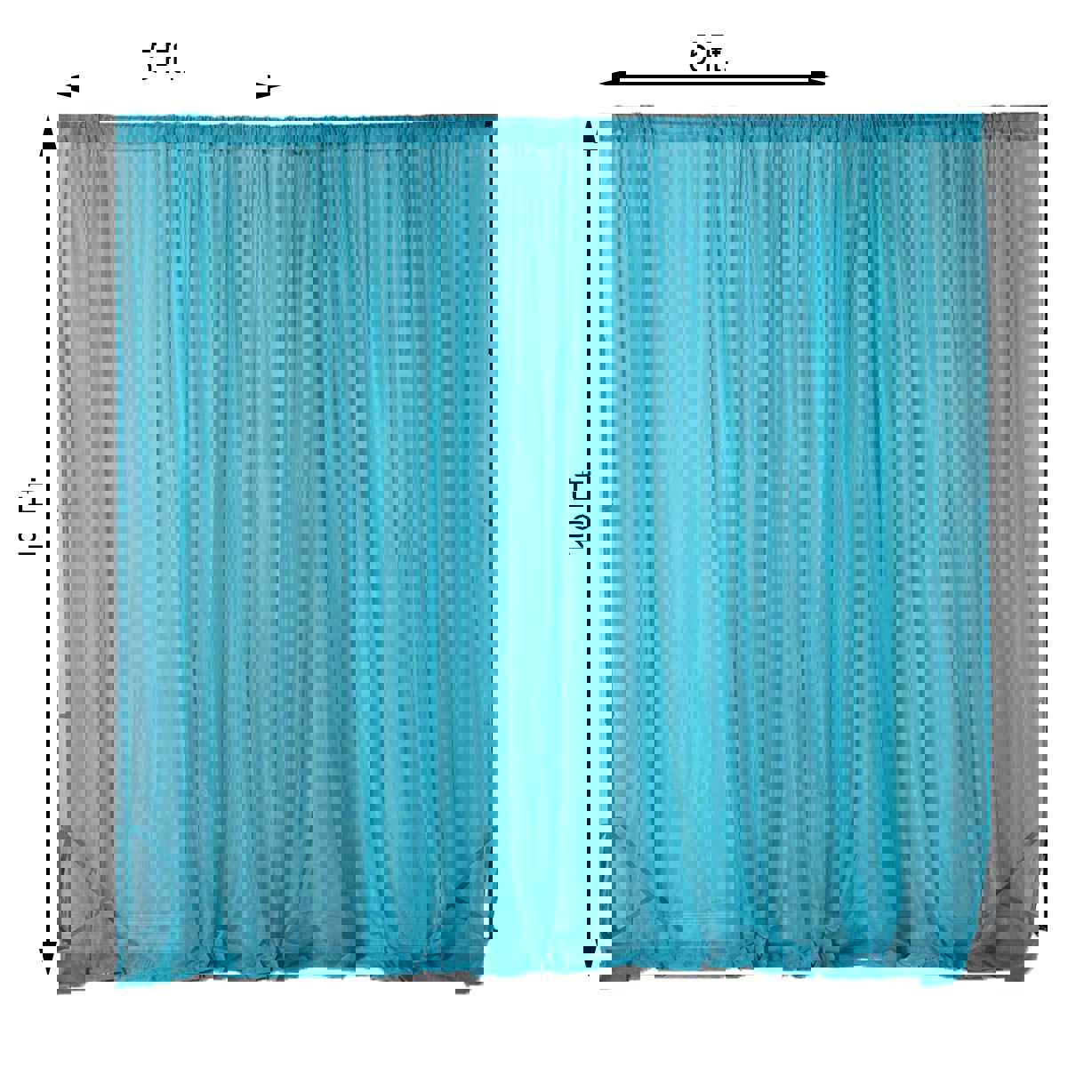 2 Pack Inherently Flame Resistant Chiffon Curtain Panels, Sheer Premium Organza Backdrops With Rod Pockets - 10ftx10ft