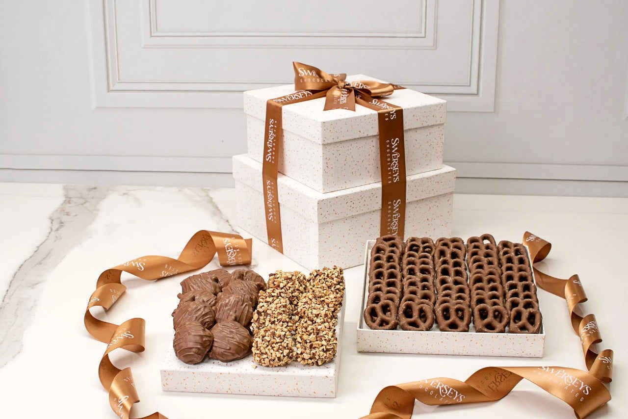 Swerseys Grand Indulgence Signature White Speckled Chocolate Gift Tower