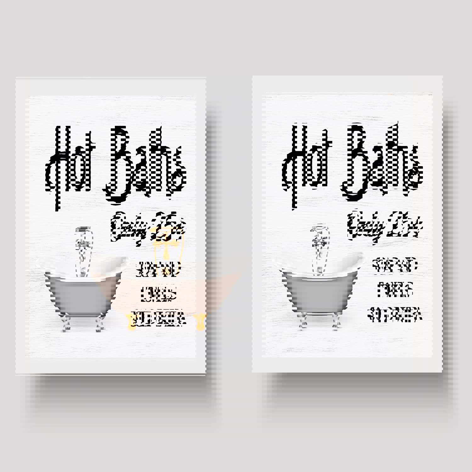 Hot Baths-Only 25 Cents-Fun Vintage Bathroom Sign -10 x 8 Country Rustic Wall Art -Ready to Frame