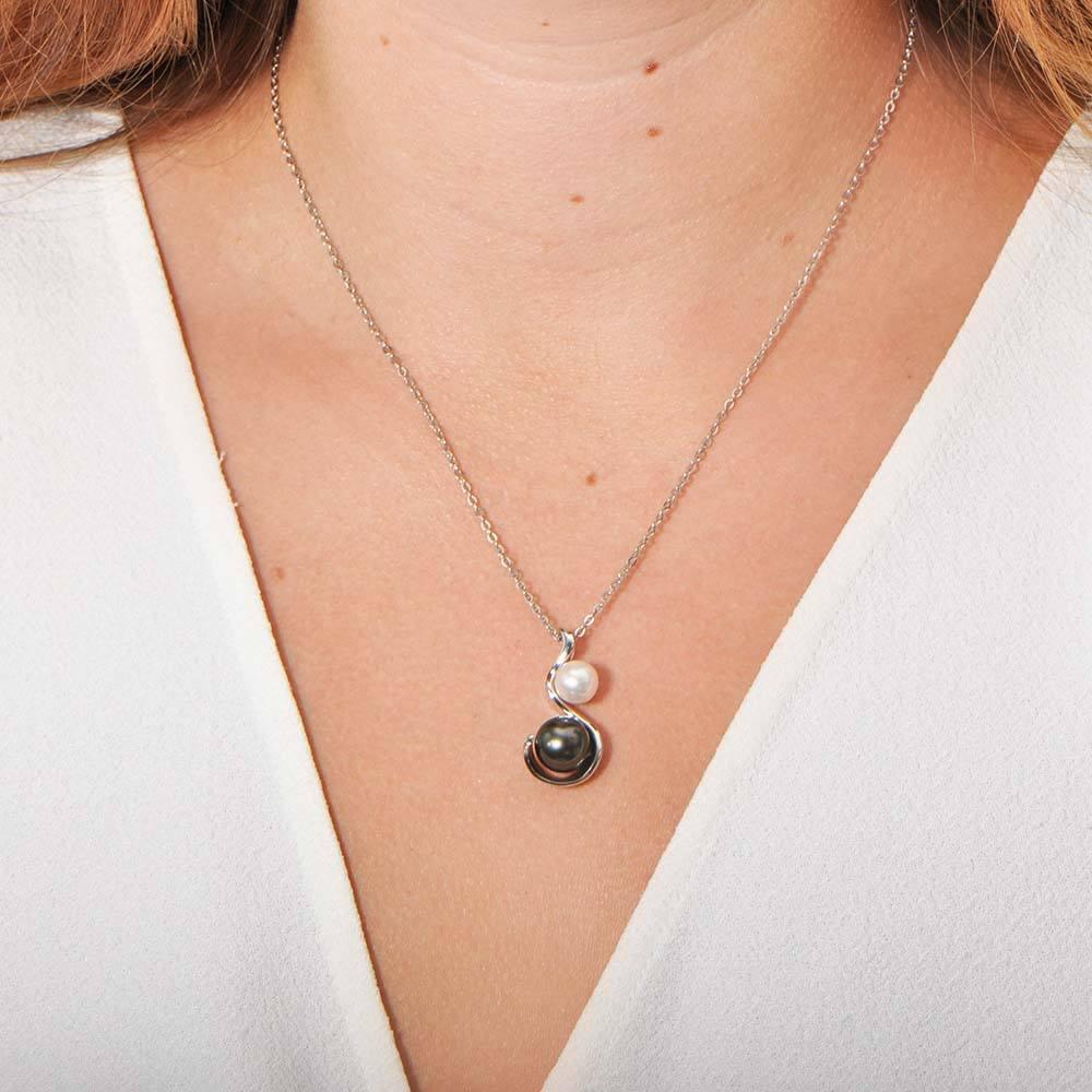 Pearl Ribbon Pendant - 925 Sterling Silver with Akoya, Freshwater & Tahitian Pearl