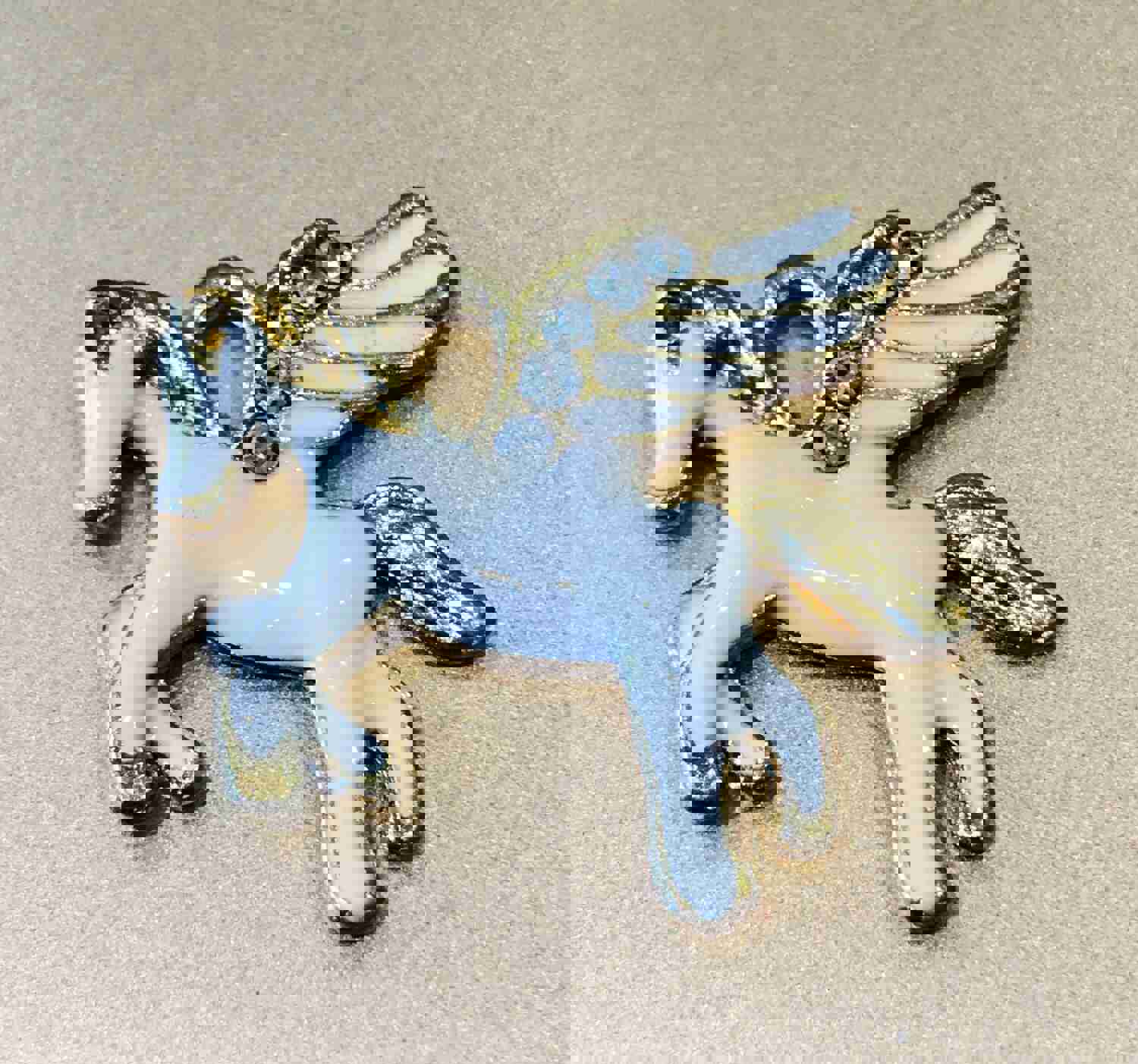 Gold Plated Pegasus Charm with Rhinestone for DIY Jewelry Making