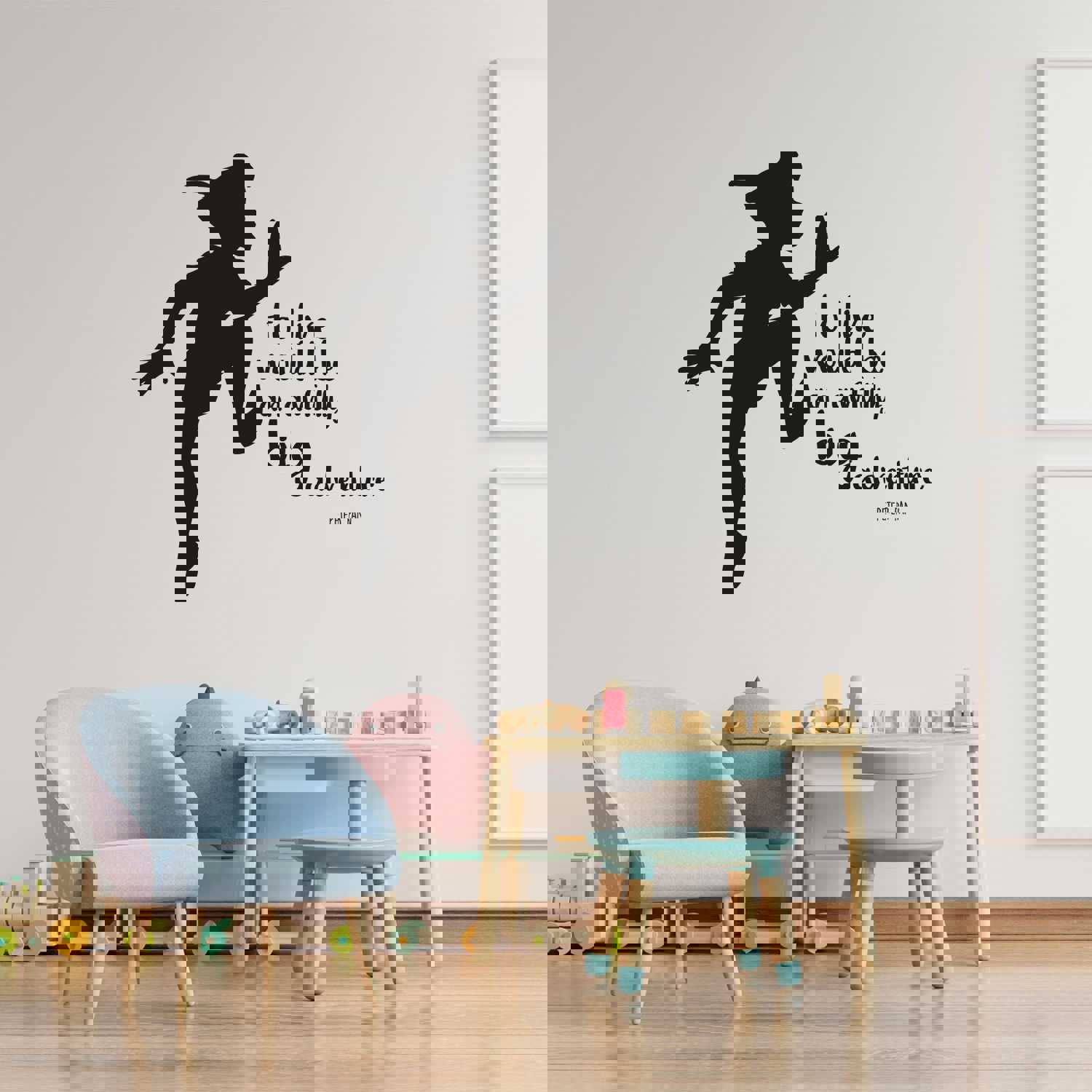 Girls Quotes Vinyl Wall Art Sticker Decal - Peter Pan Silhouette Awfully Big Adventure
