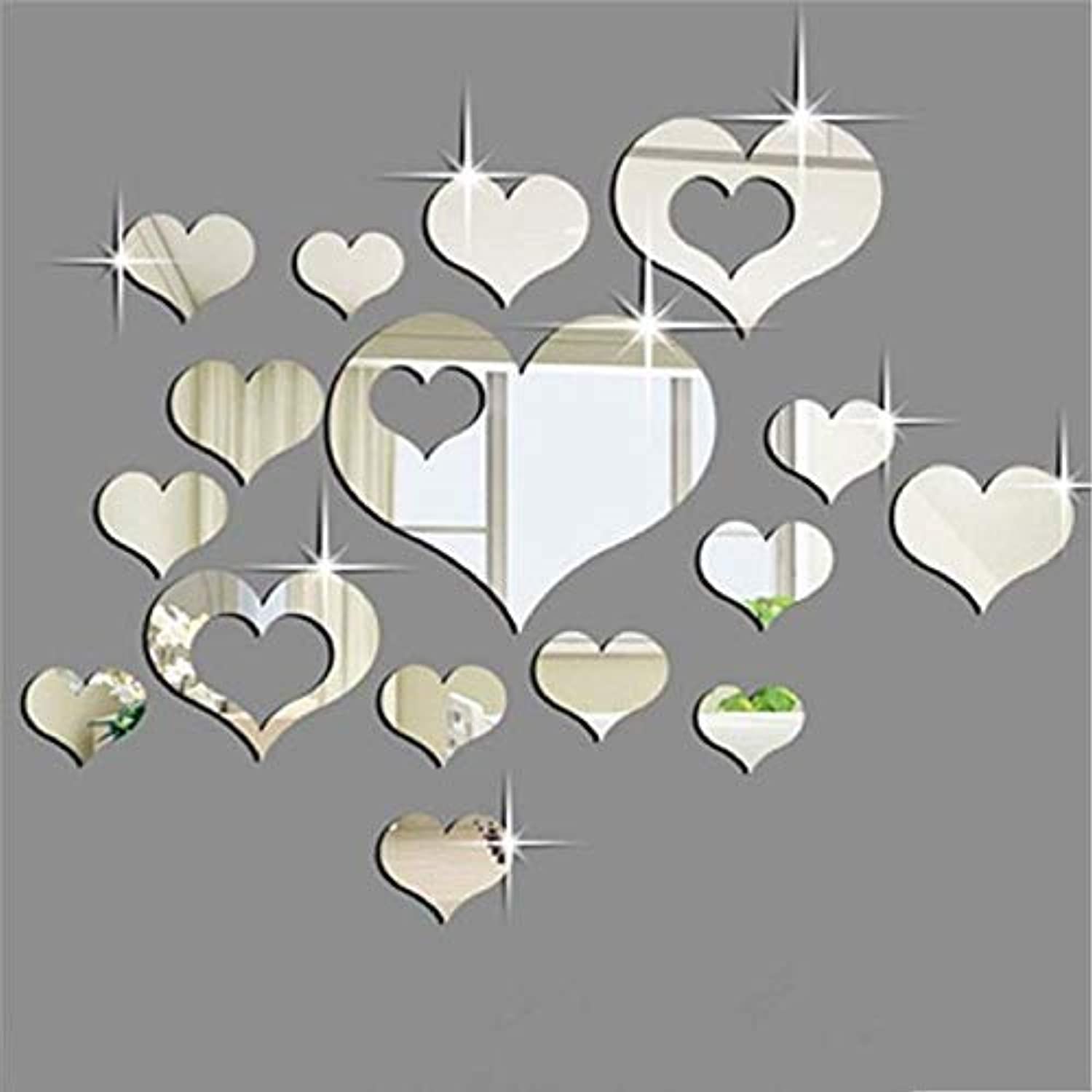 Leint 15 Pcs 3D Heart Wall Stickers - DIY Removable Vinyl Decals for Home Decor