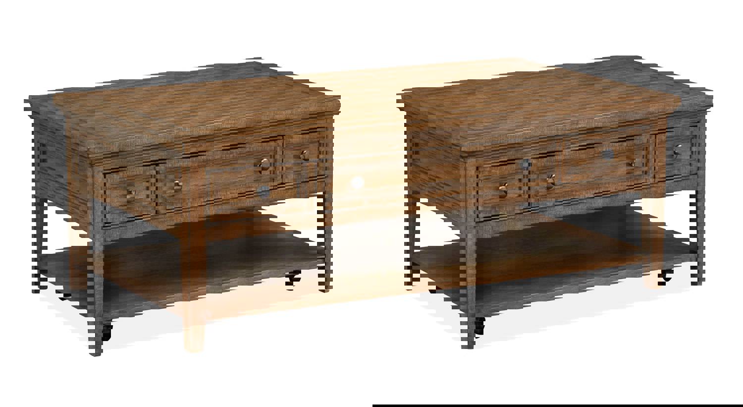 Bay Creek - Rectangular Cocktail Table With Casters - Toasted Nutmeg