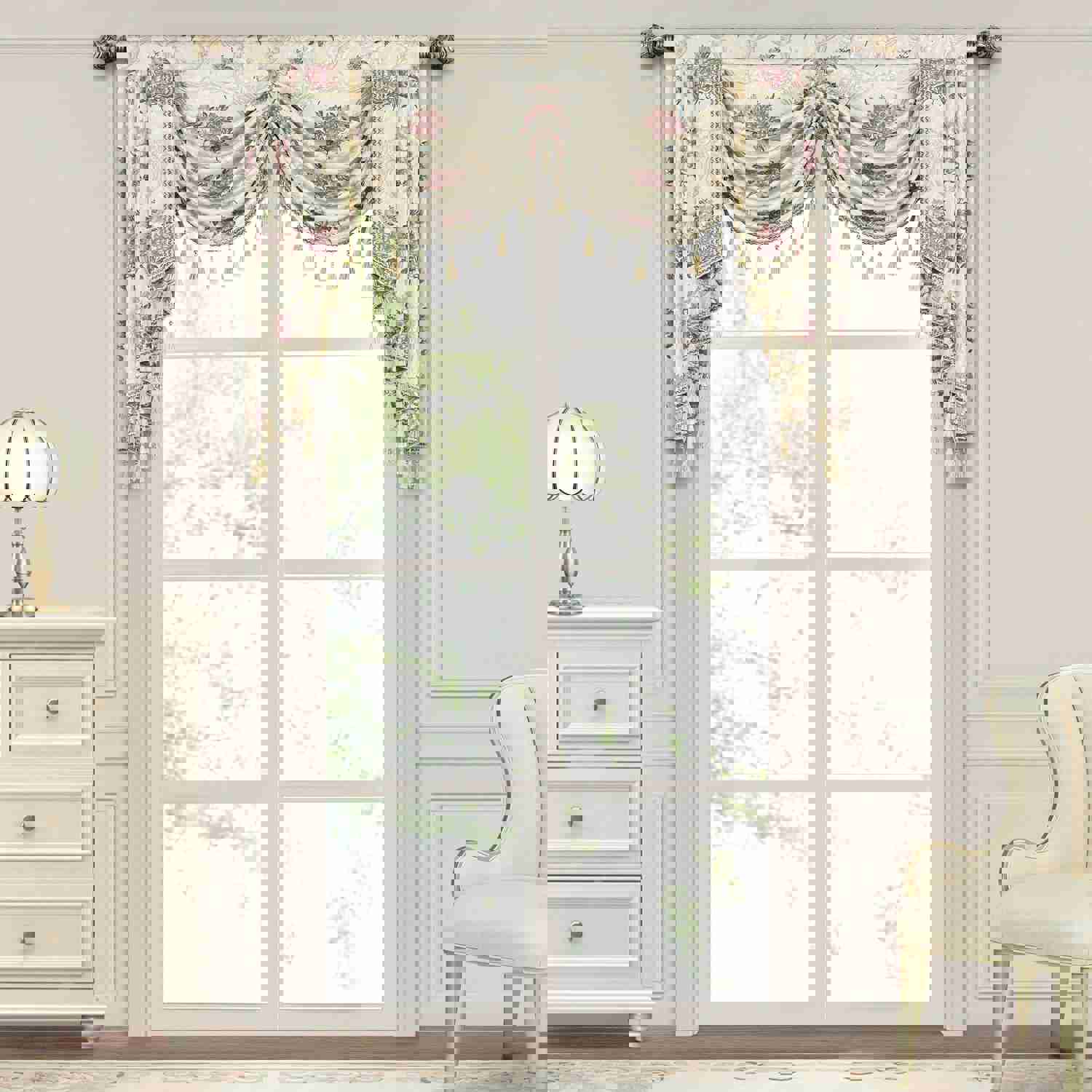 Valencia Swag Valance - French Countryside Inspired Jacquard Fabric