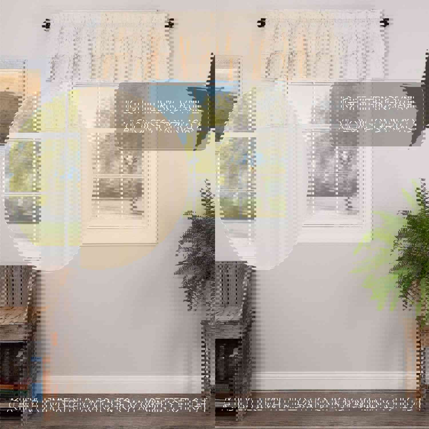 Muslin Ruffled Unbleached Natural Valance 16x72 - Modern Farmhouse Window Decor