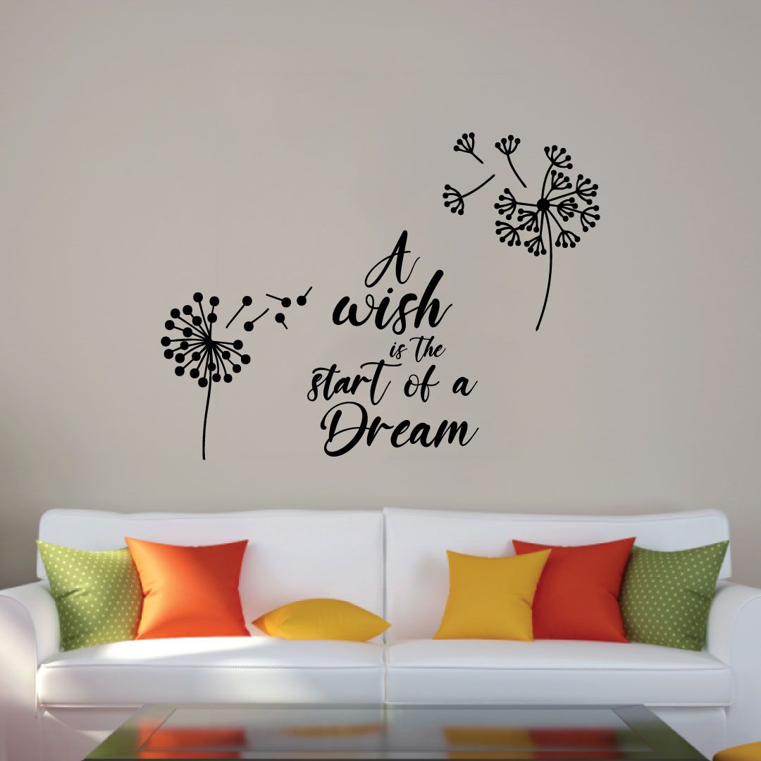 Inspirational Quote Vinyl Wall Sticker Decal - A Wish Is The Start Of A Dream