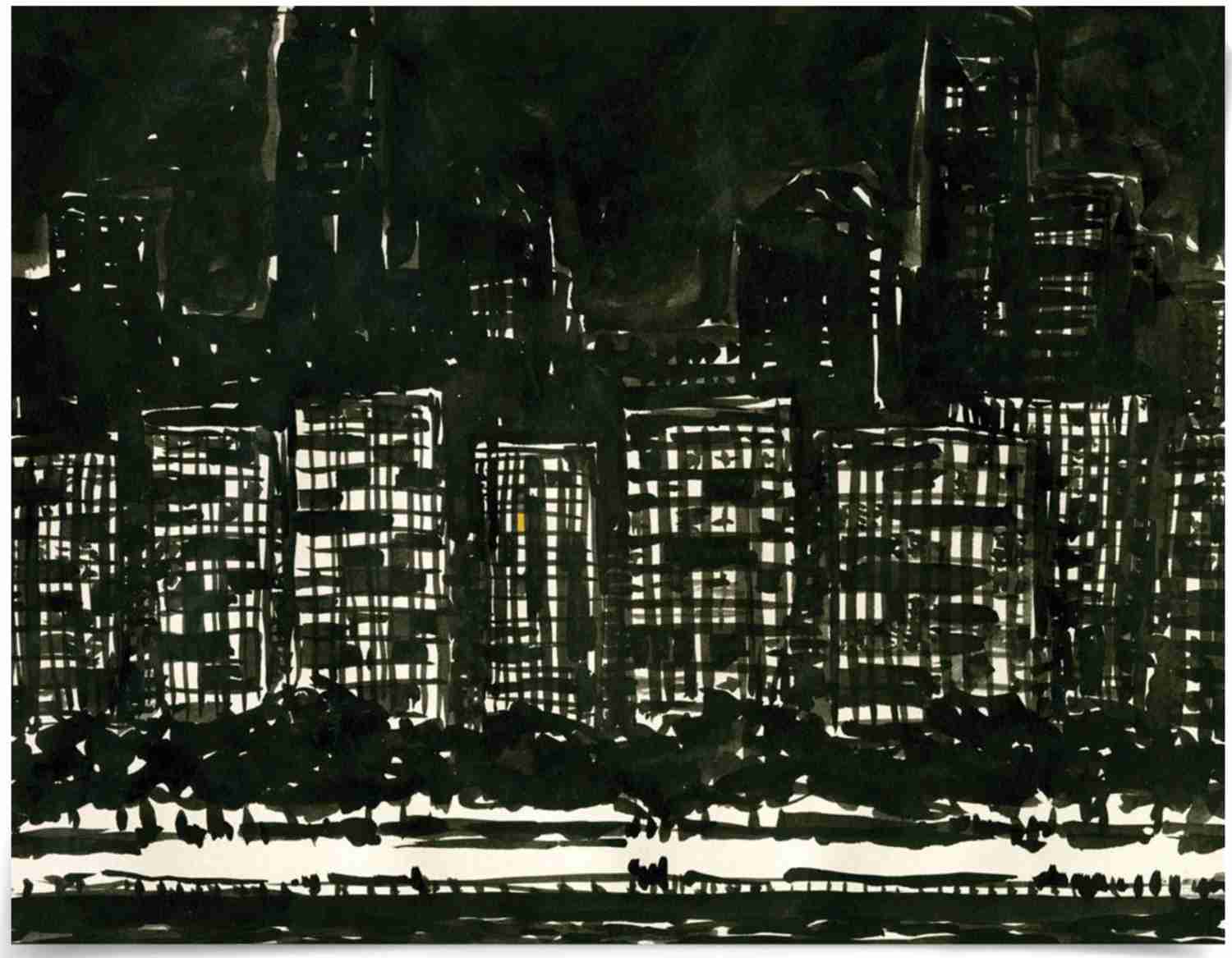 Axtons New York Art Print by Natural Curiosities - Handmade Wooden Framed City Landscape