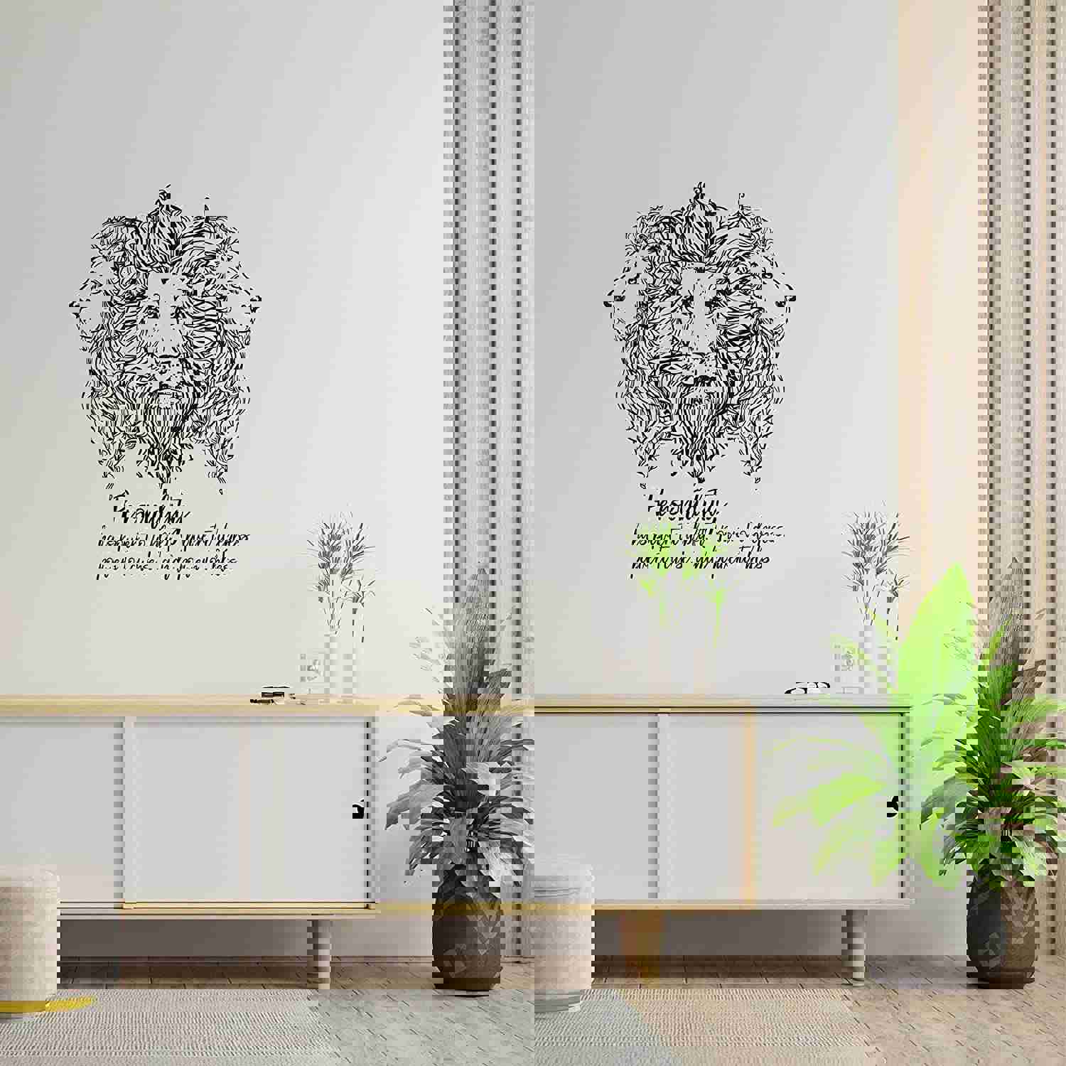 Animal Life Quote Vinyl Wall Sticker Decal - Personality Lion Motivation Quote