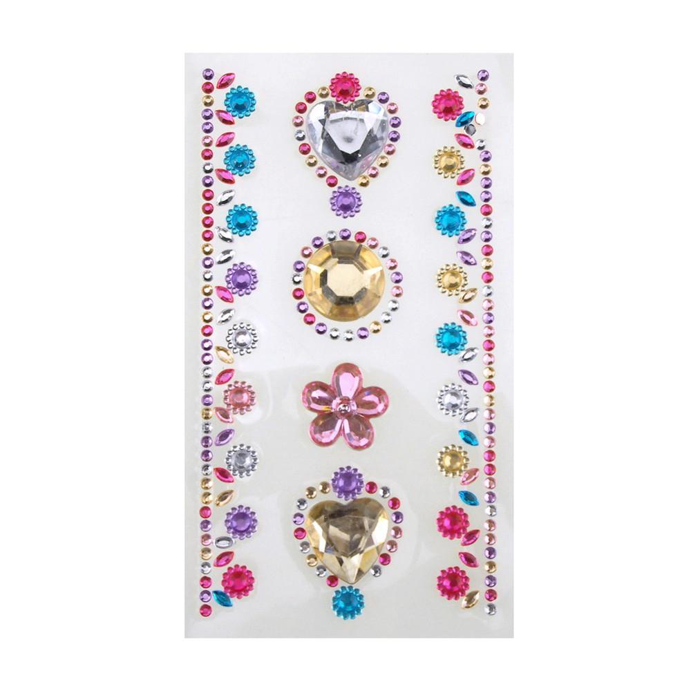Self-Adhesive Rhinestone Stickers - Circle, Flower, Hearts (6-count)
