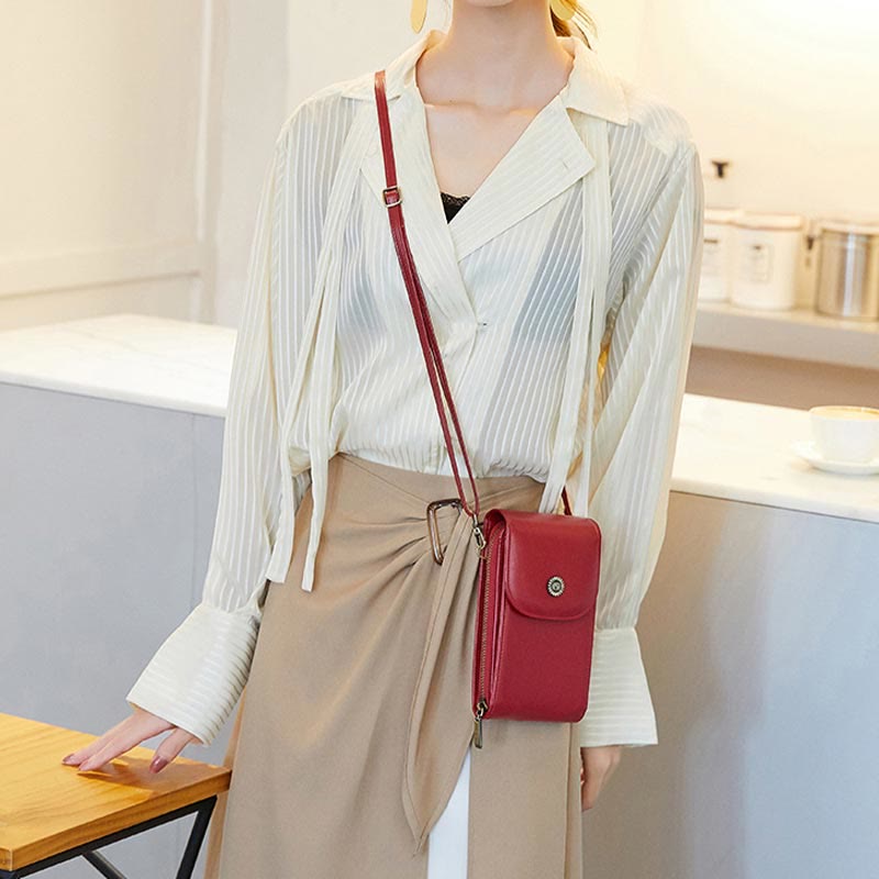 Large Capacity Genuine Leather Crossbody Phone Bag for Women