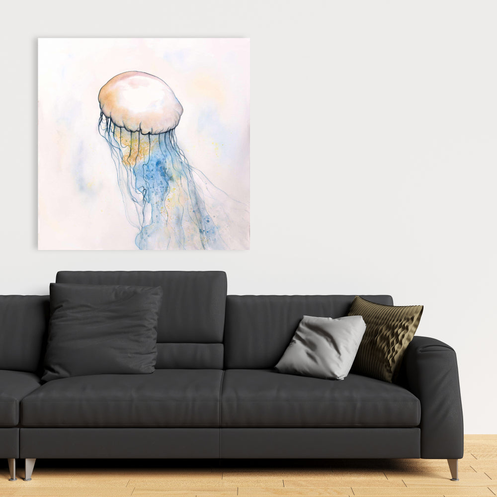 Watercolor Jellyfish Fine Art Gallery Wrapped Canvas 24x36