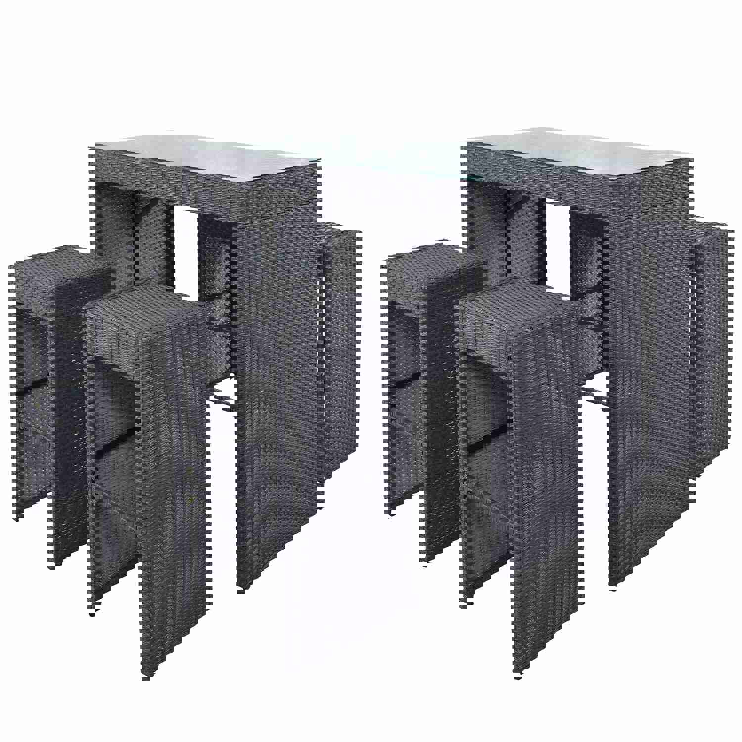 Topmax 5-piece Rattan Outdoor Patio Furniture Set with Gray Cushion and Wicker