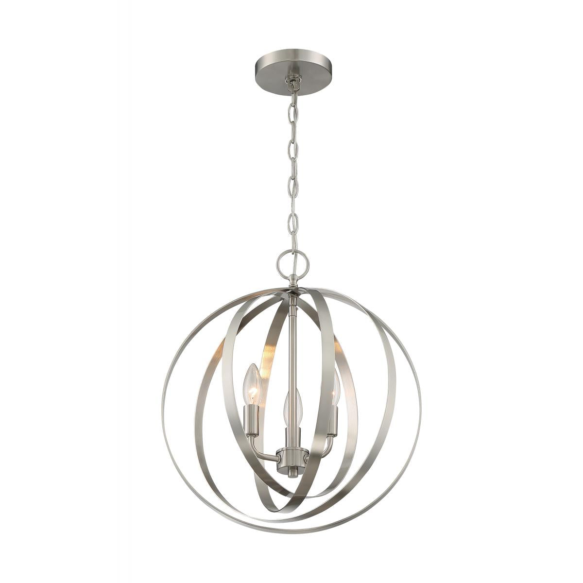 Pendleton 3-Light Pendant with Brushed Nickel Finish
