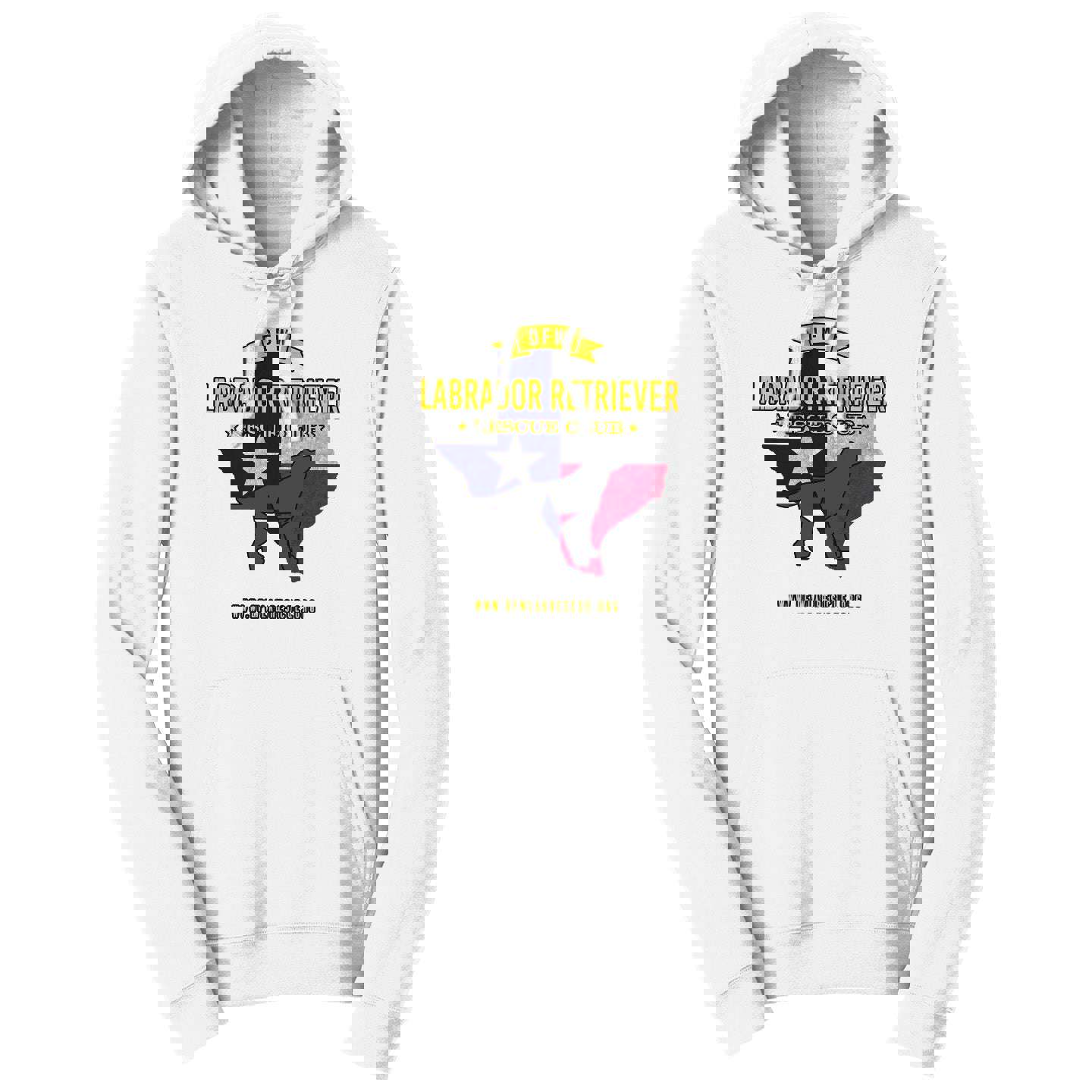 DFW LRRC Texas Flag Black Lab Logo - Adult Unisex Hoodie Sweatshirt