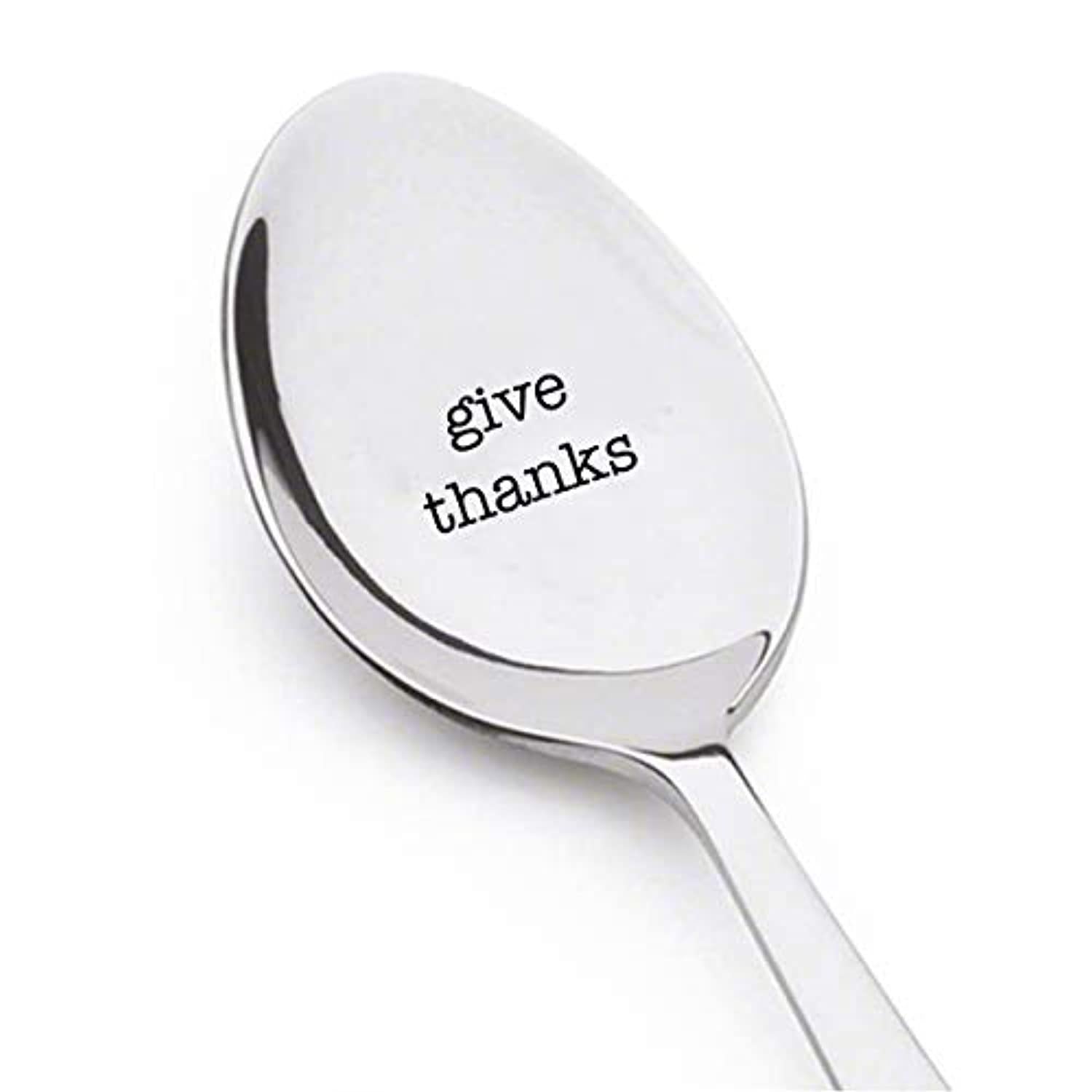 Give Thanks Engraved Stainless Steel Spoon - Perfect Gift for Special Occasions