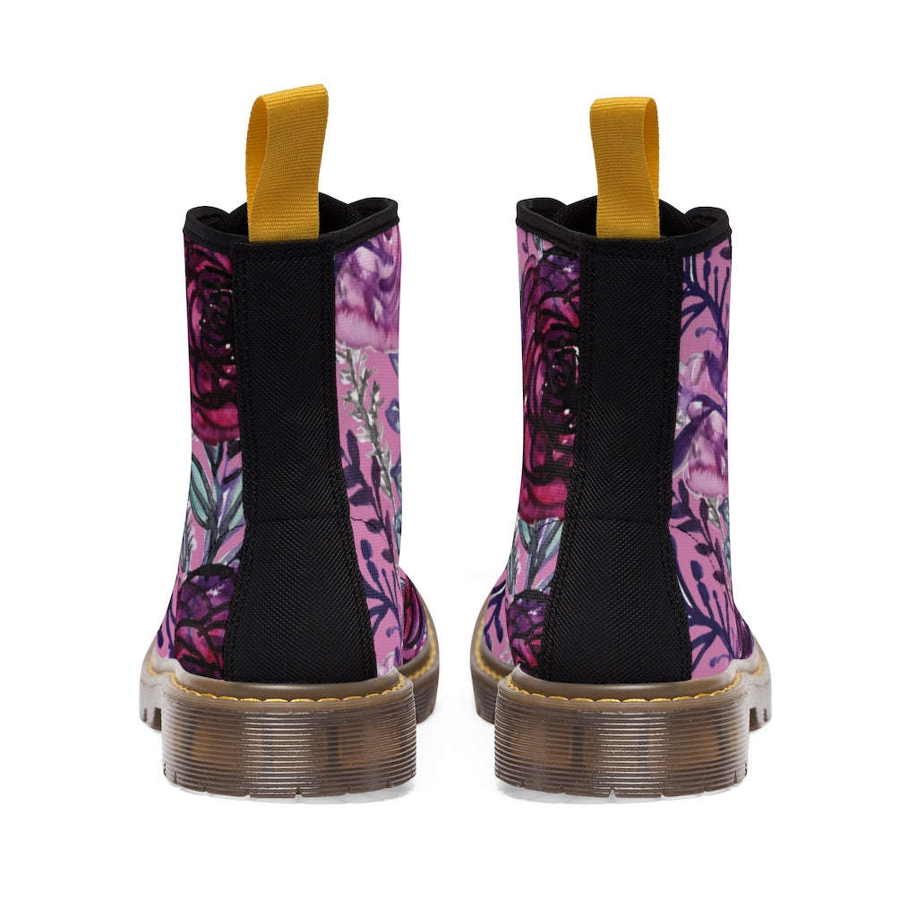 Pink Rose Floral Women's Winter Boots