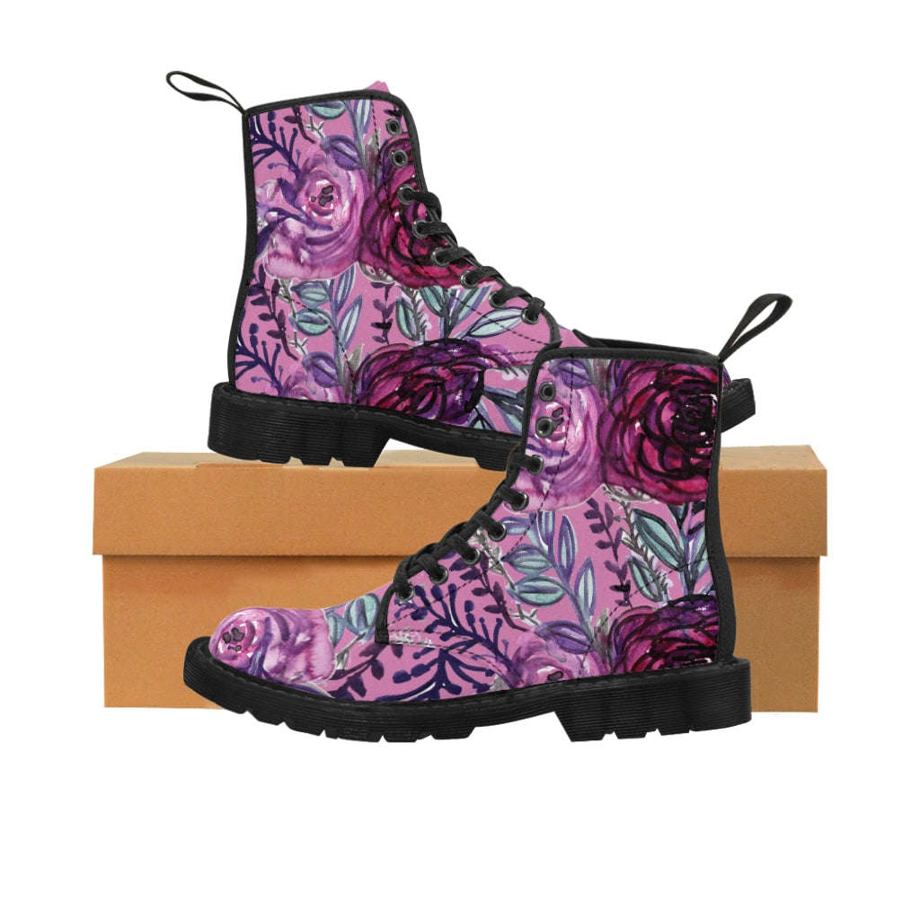 Pink Rose Floral Women's Winter Boots
