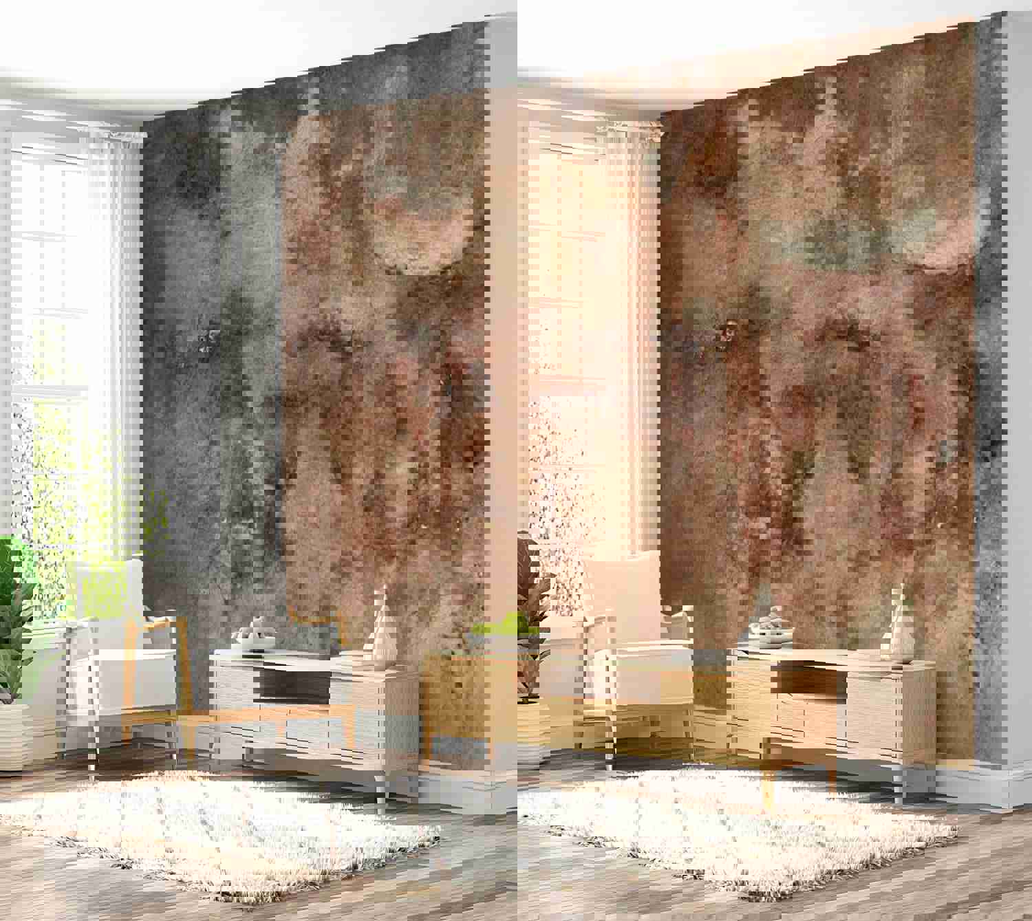 Peel & Stick XXL Wall Mural - Terracotta Concrete Plaster - Removable Wall Decals