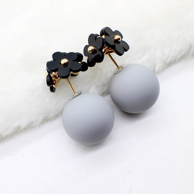 Fashion Simulated Pearl Ball Earrings - Double Side Stud Earrings for Women