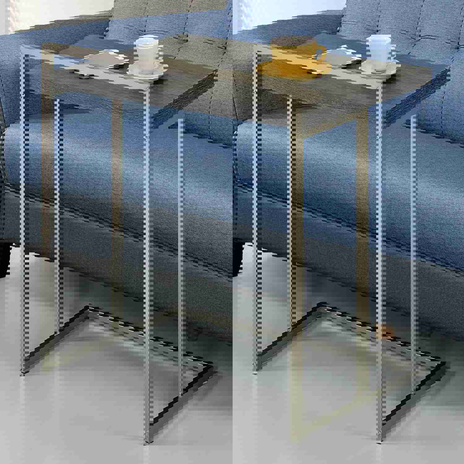 Dani Rectangular Snack Table with Metal Base