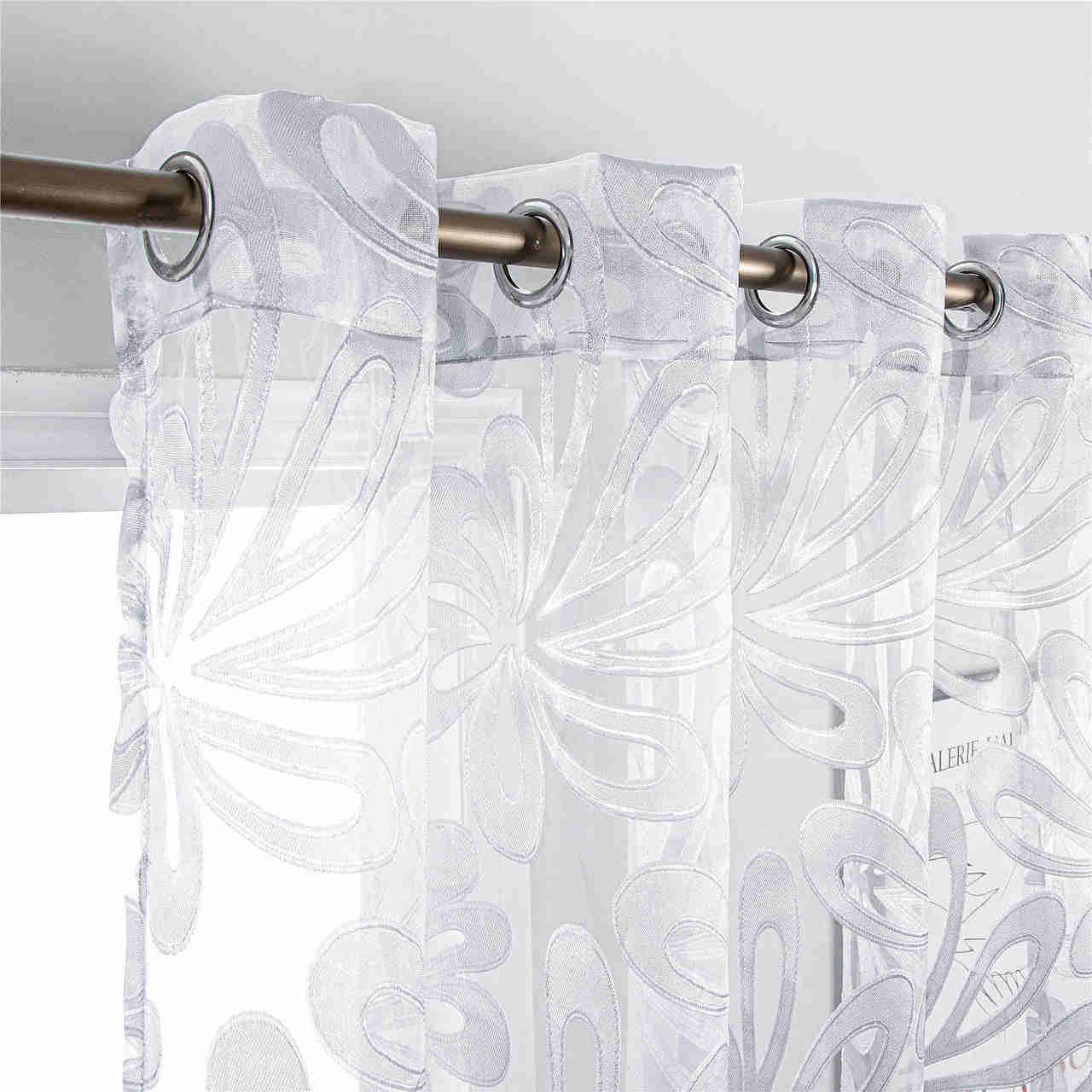 Sheer Curtain Panel White Window Treatments - Dolce Mela - Hamburg 60x100H