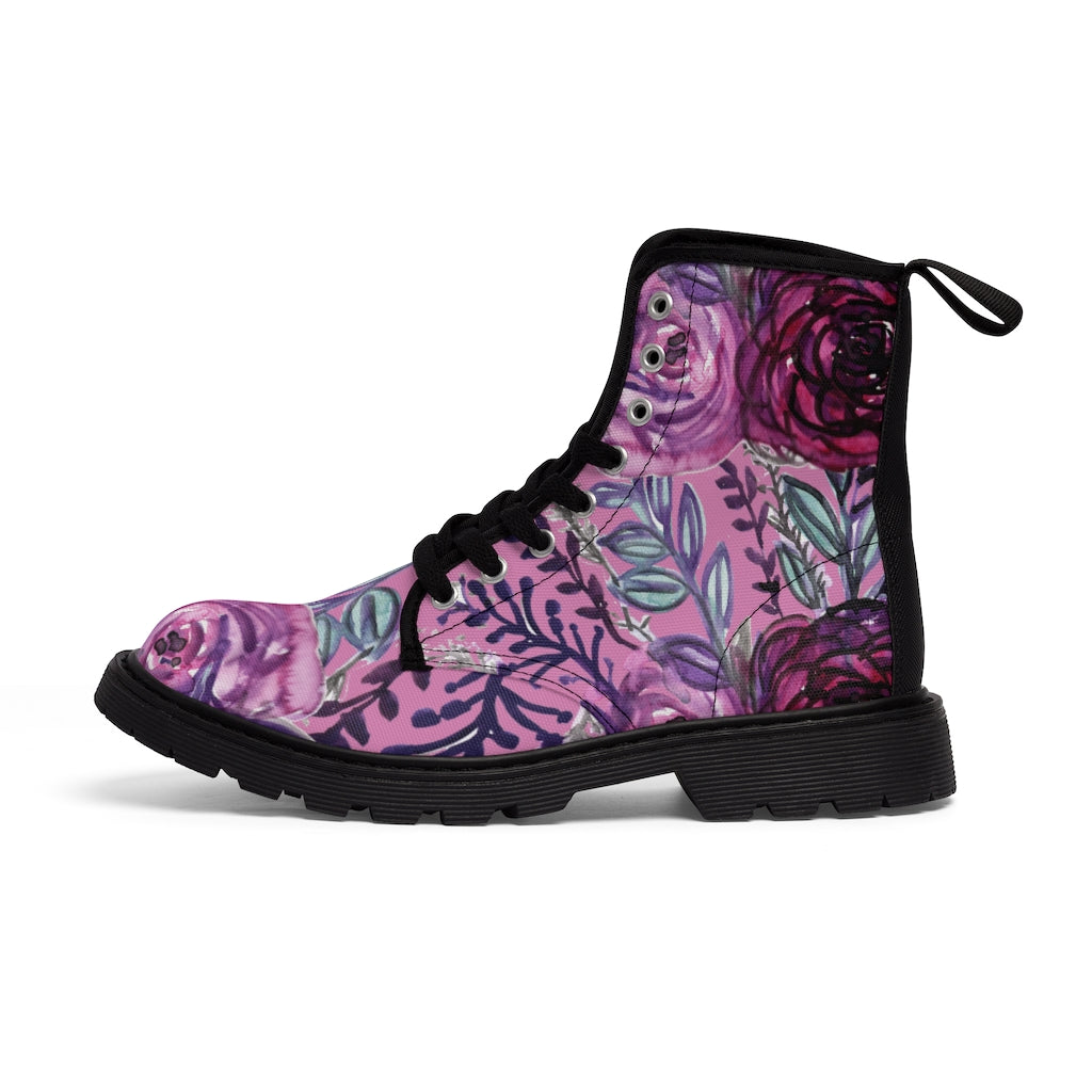 Pink Rose Floral Women's Winter Boots