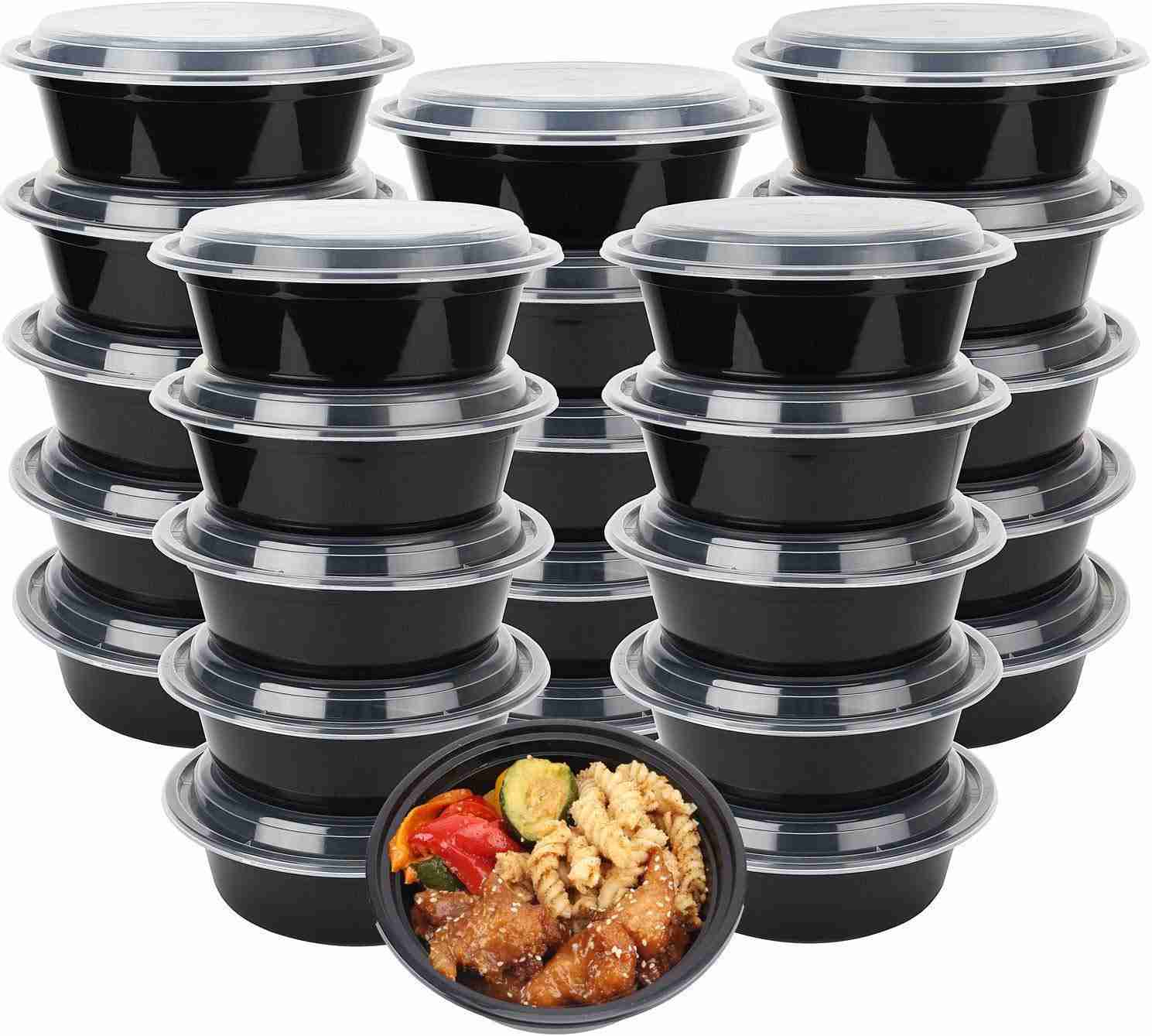 50-Pack BPA-Free Microwavable Meal Prep Containers with Lids (28 oz) - Freezer & Dishwasher Safe