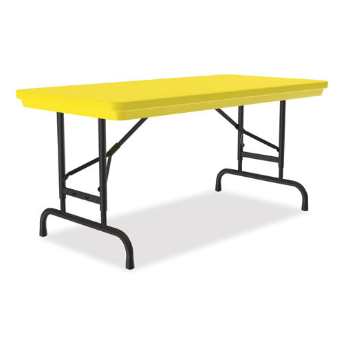 Correll Adjustable Folding Table - 48x24x22 to 32 Inches, Yellow Top with Black Legs