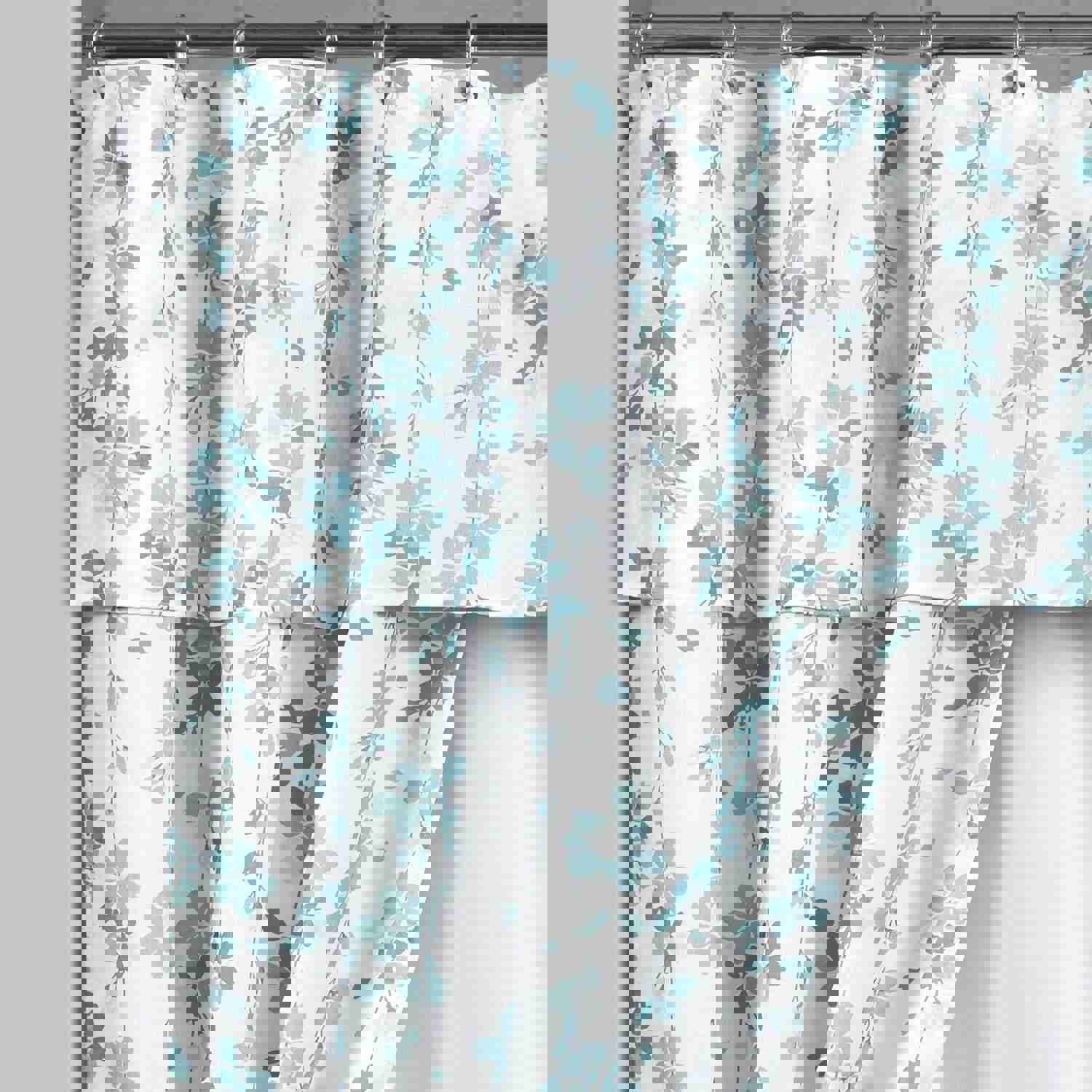 Weeping Flora Double Swag Shower Curtain 16 Piece Complete Set