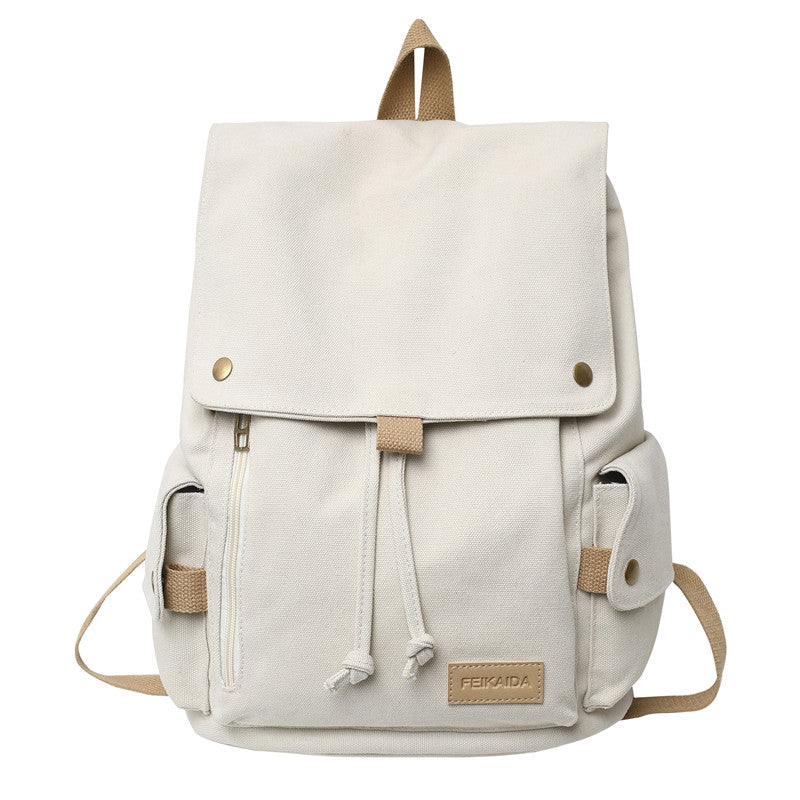 lhzstore Flap Backpack for Women - Large Capacity Fashion Canvas Drawstring School Bag
