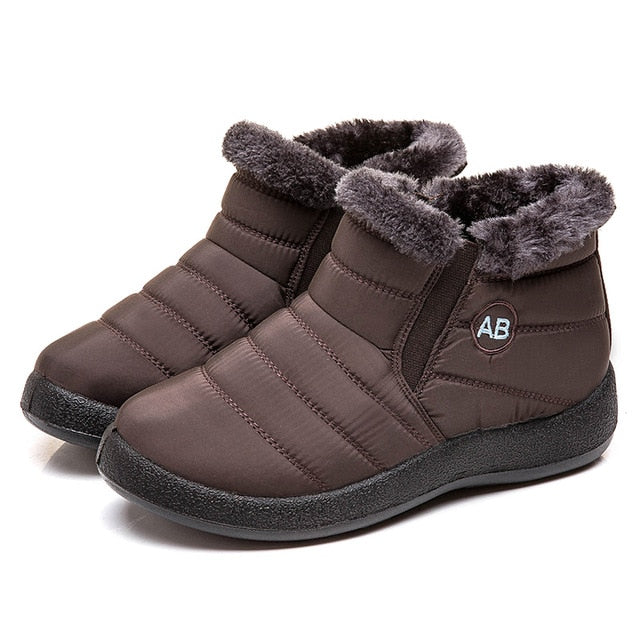 Women's Waterproof Snow Boots - Ankle Height, Slip-On, Winter Boots