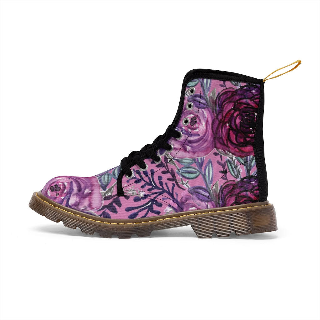 Pink Rose Floral Women's Winter Boots