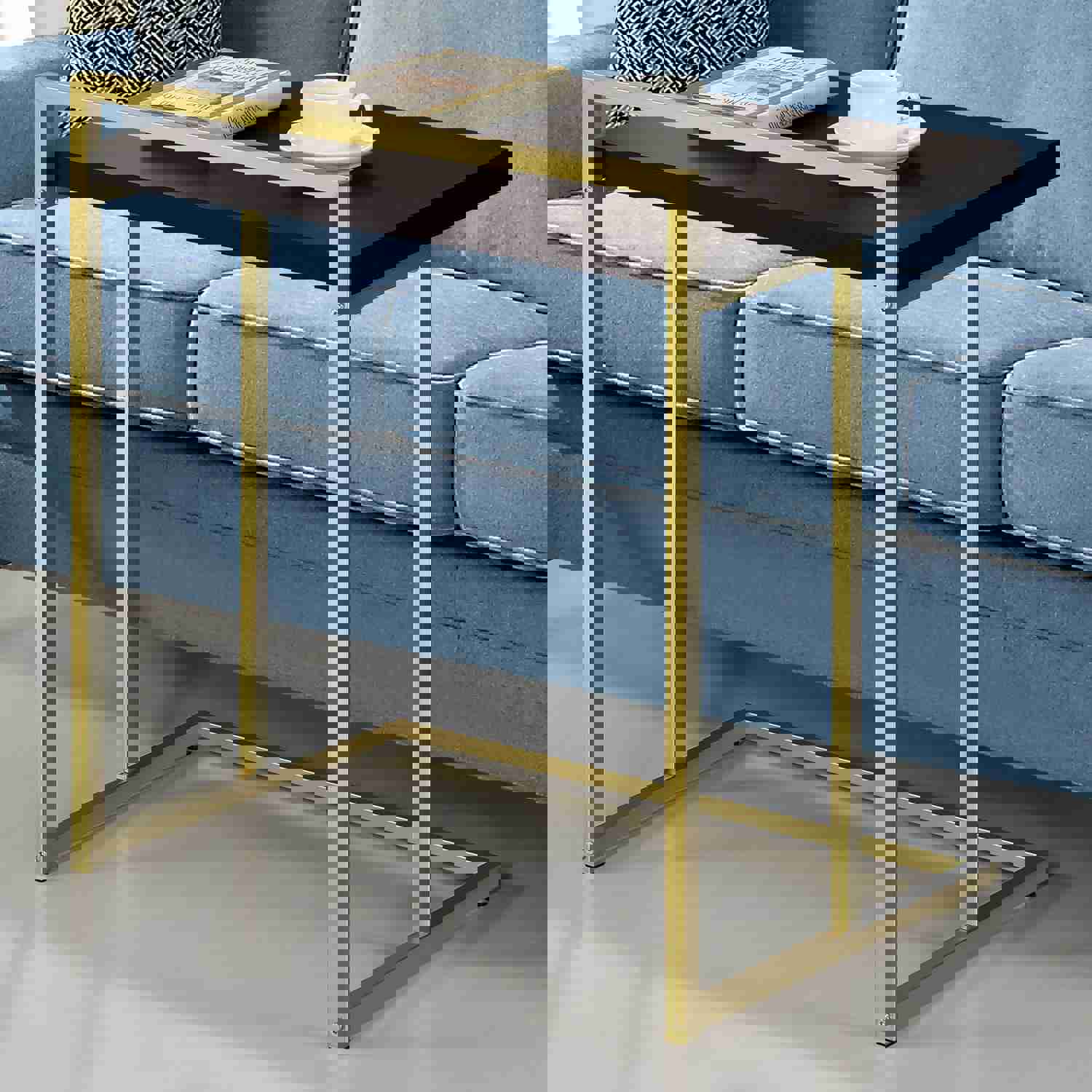 Dani Rectangular Snack Table with Metal Base