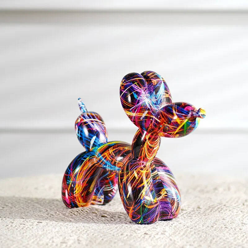 Resin Graffiti Balloon Dog Figurines for Home and Desktop Decoration