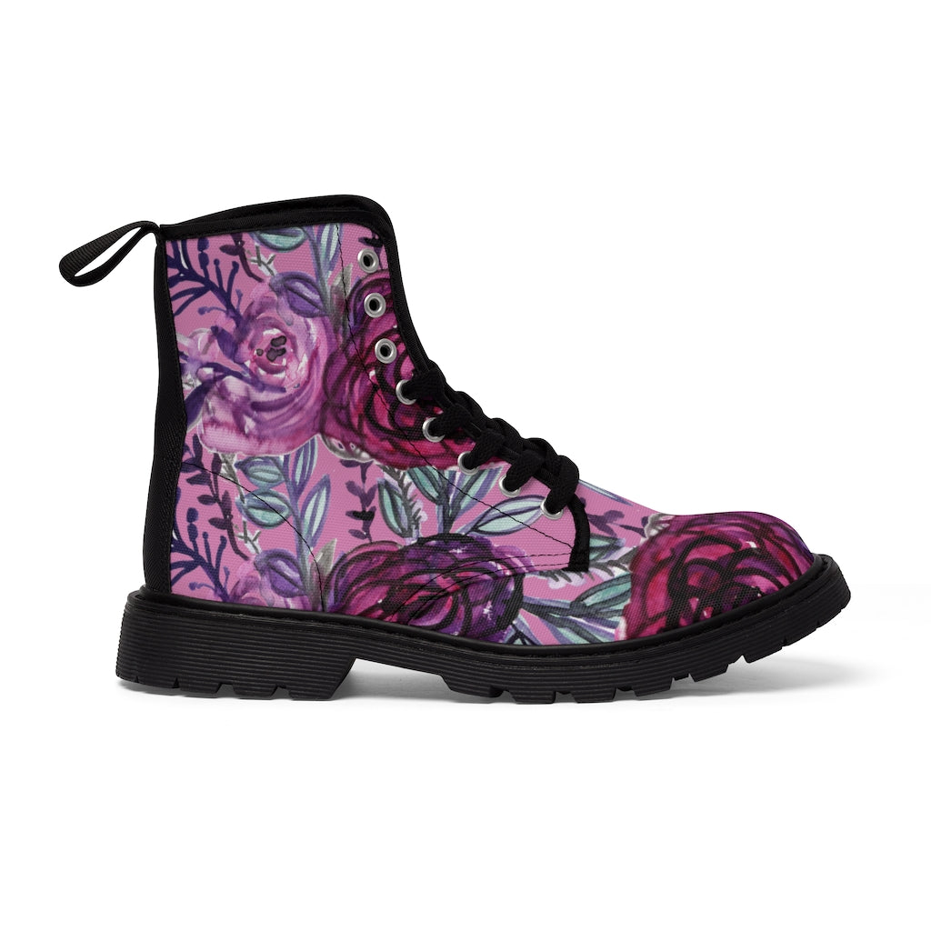 Pink Rose Floral Women's Winter Boots