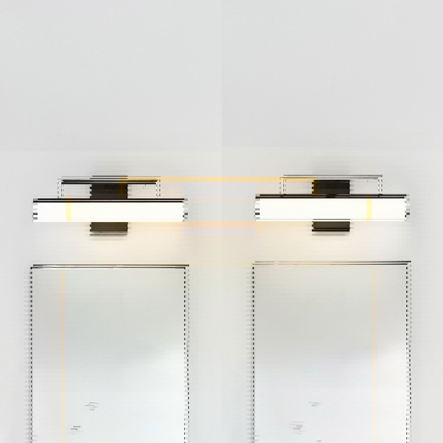 SATCO/NUVO Solano Medium Vanity LED Light in Black and Brushed Brass Finish with White Acrylic Lens