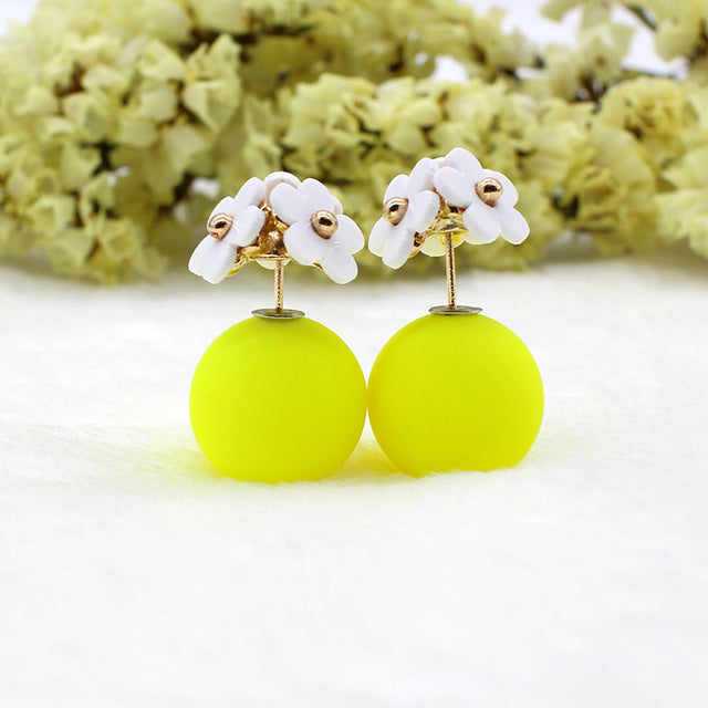 Fashion Simulated Pearl Ball Earrings - Double Side Stud Earrings for Women