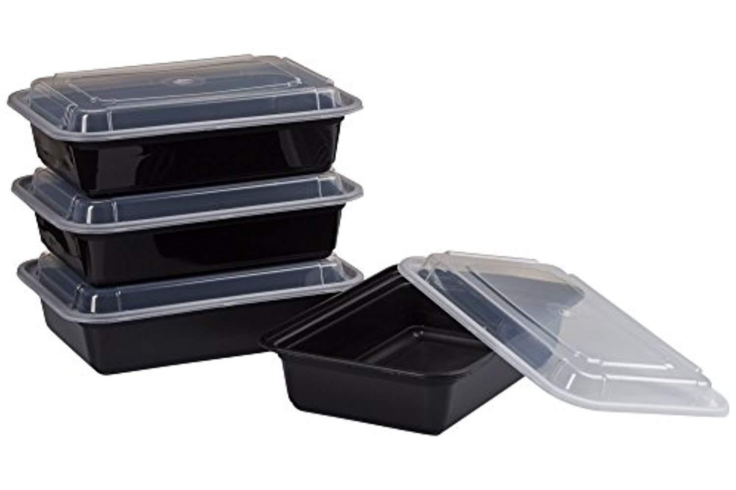 ChefLand 10-Pack Microwavable Plastic Food Container with Lid - Bento Box for Meal Prep & Storage