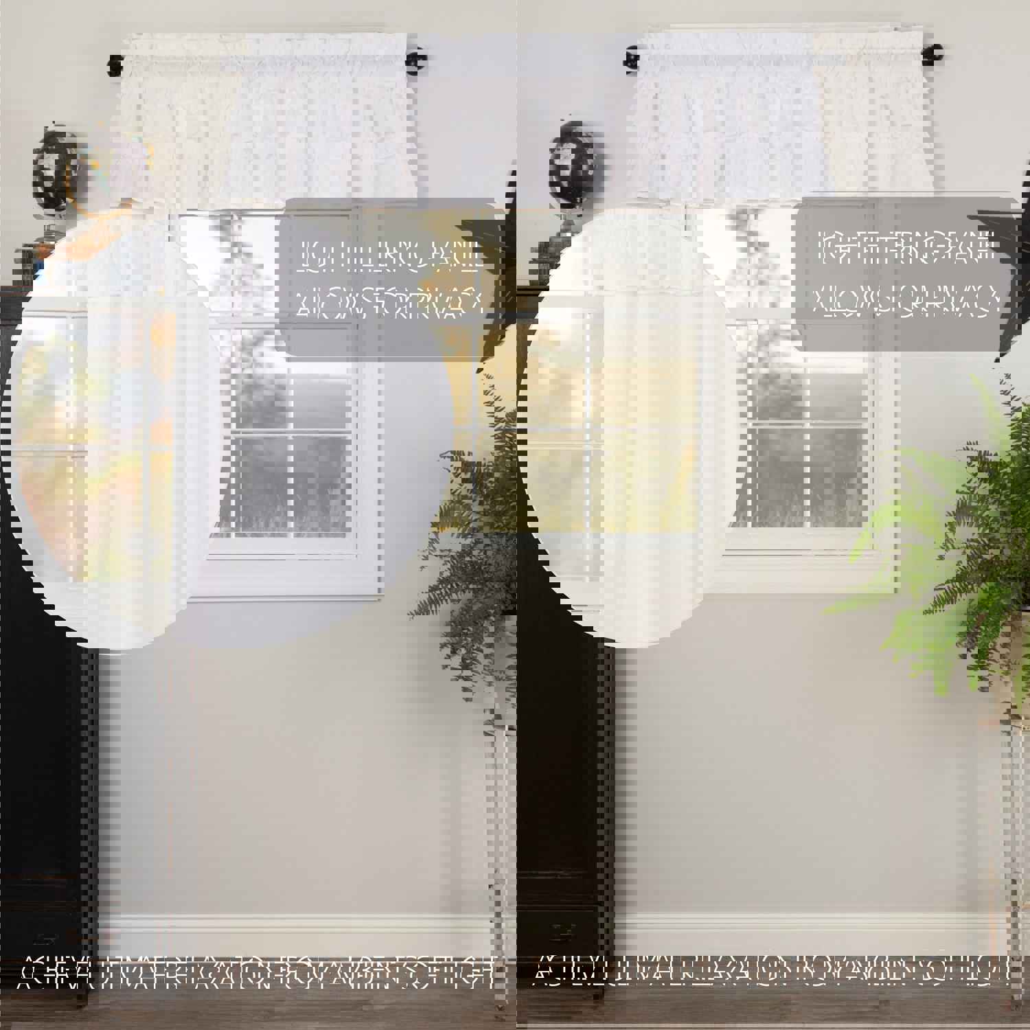 Muslin Ruffled Bleached White Valance 16x72 - Modern Farmhouse Window Decor