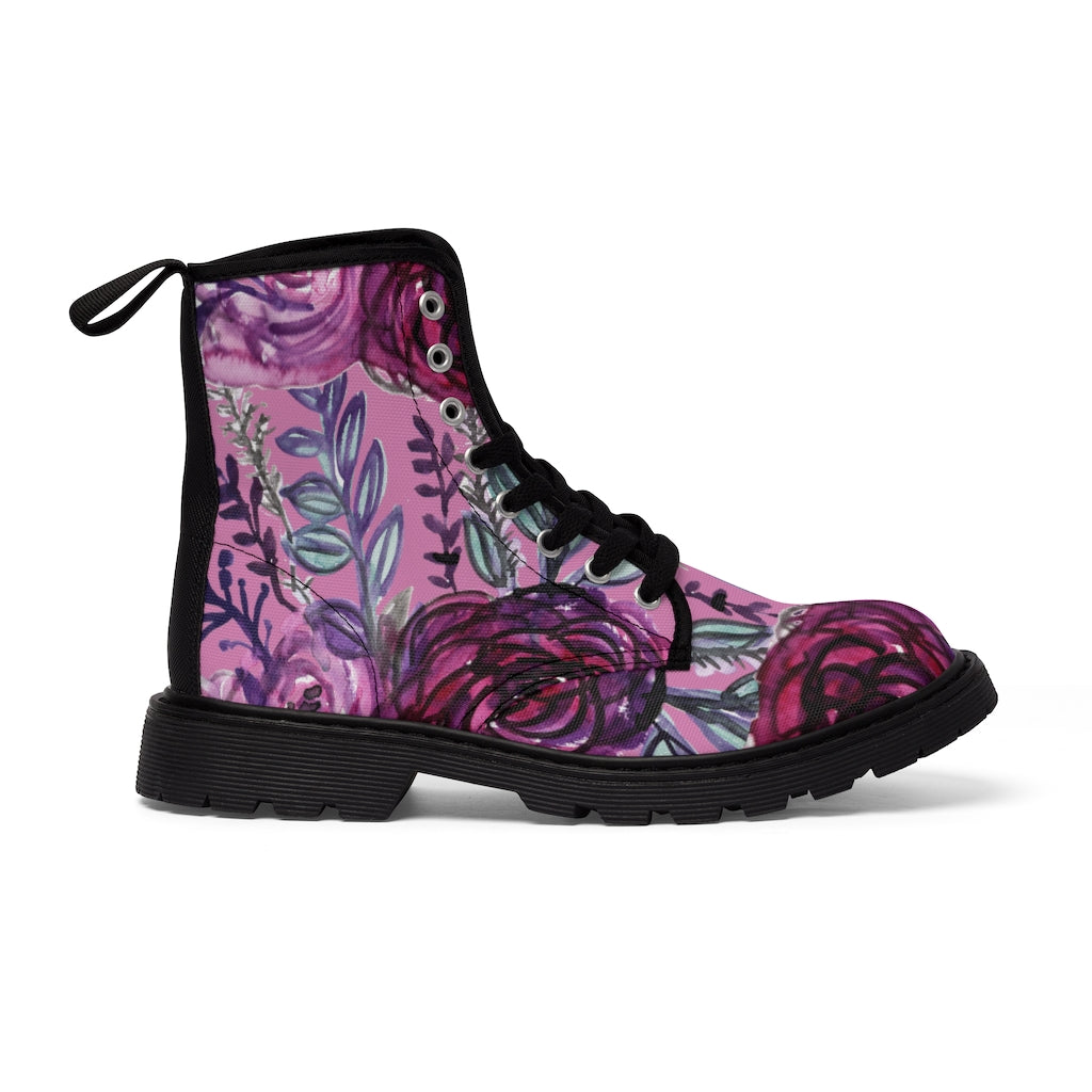 Pink Rose Floral Women's Winter Boots