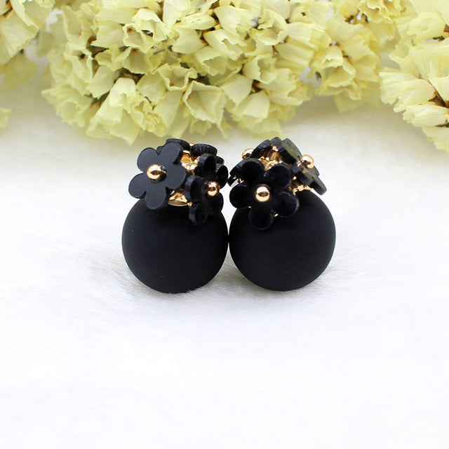 Fashion Simulated Pearl Ball Earrings - Double Side Stud Earrings for Women