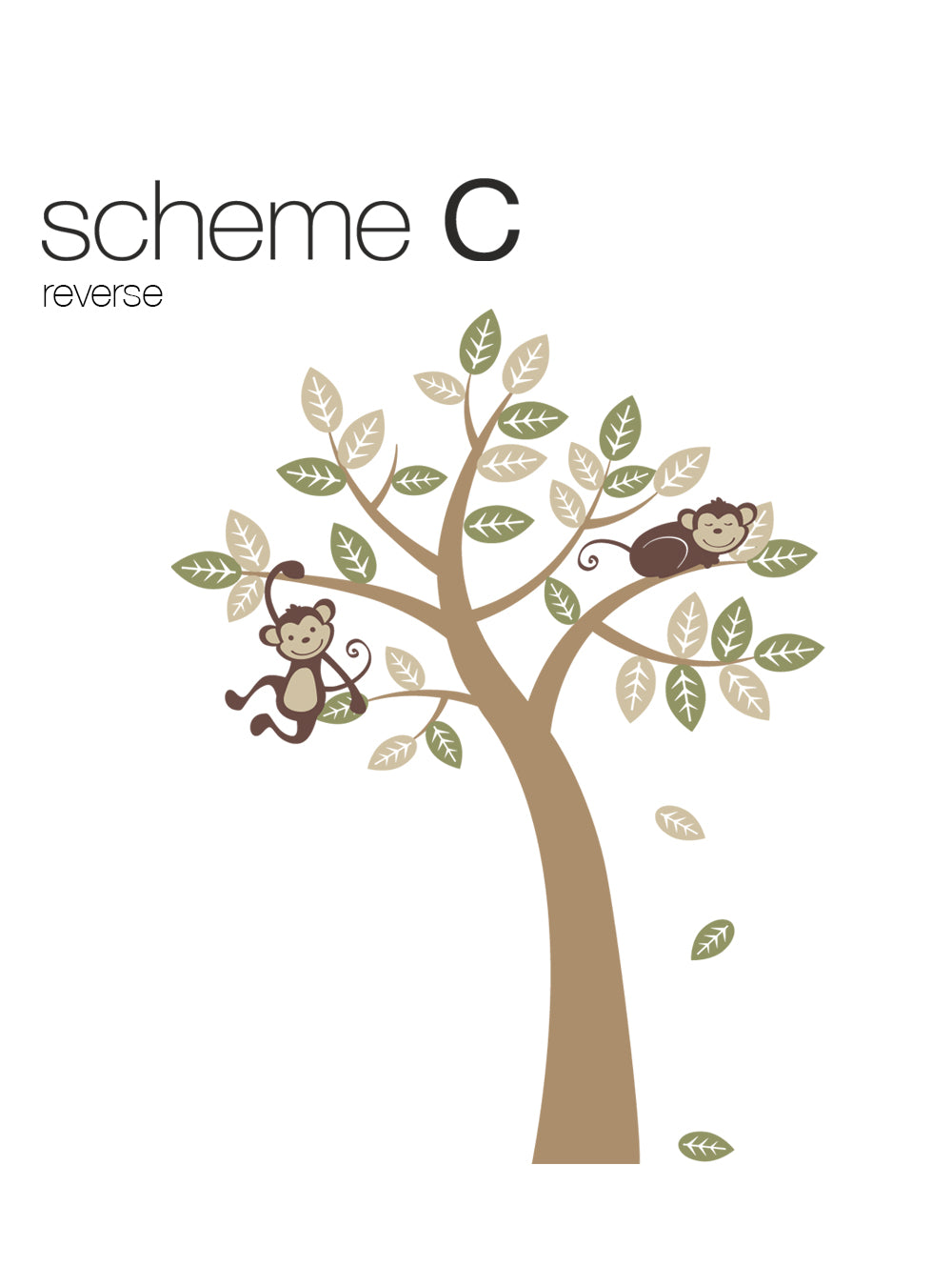 Tree Wall Decal with Monkeys for Nursery Decor