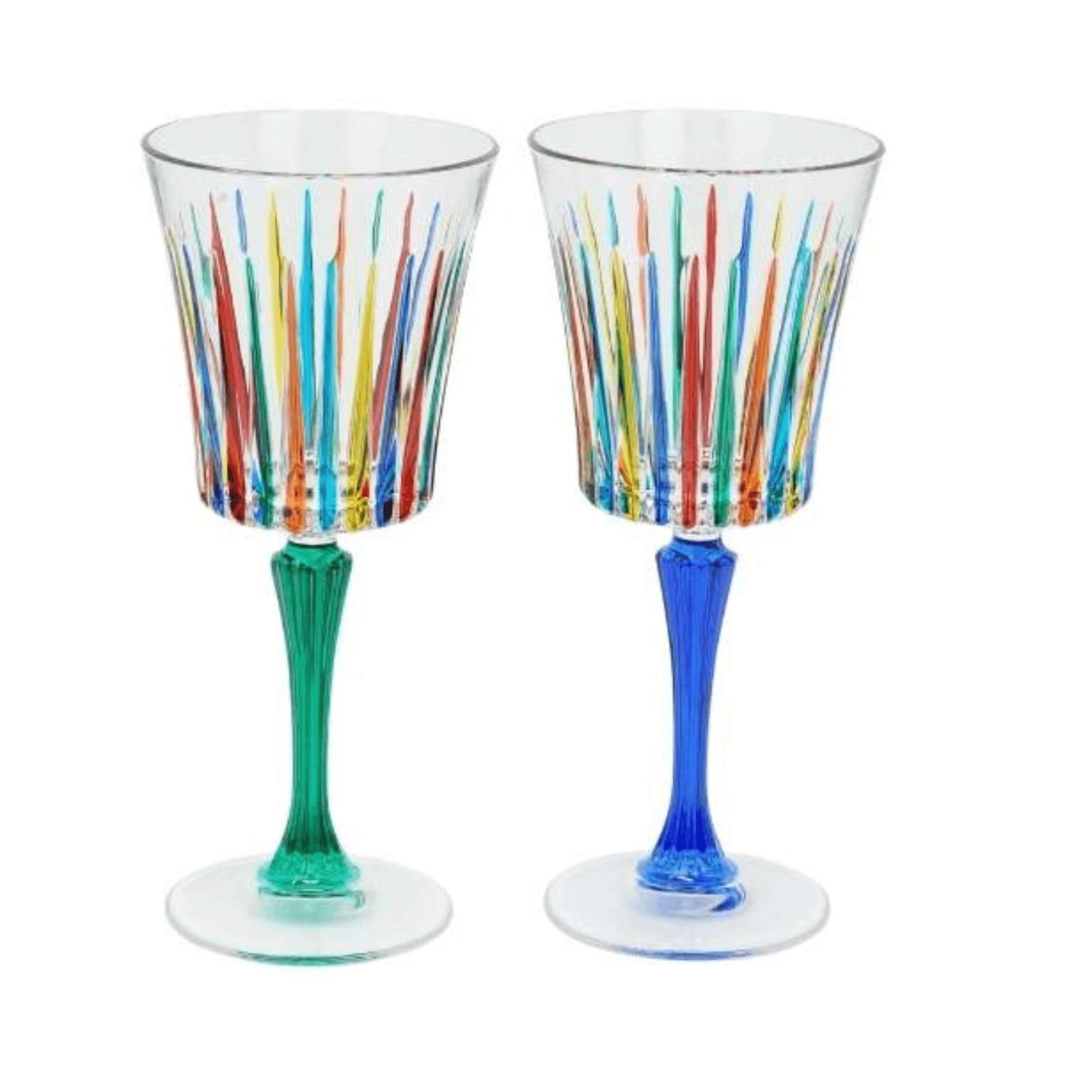 Timeless Hand-Painted Italian Crystal Wine Glasses, Set of 2 or 6