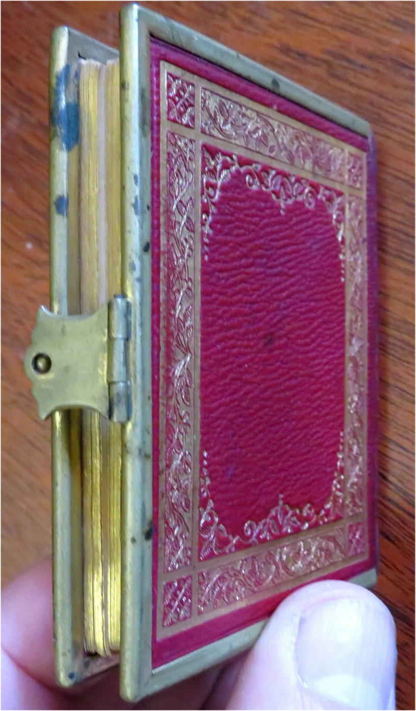 Faithful Promiser 1853 Miniature Leather Book with Working Metal Brass Clasp & Edges