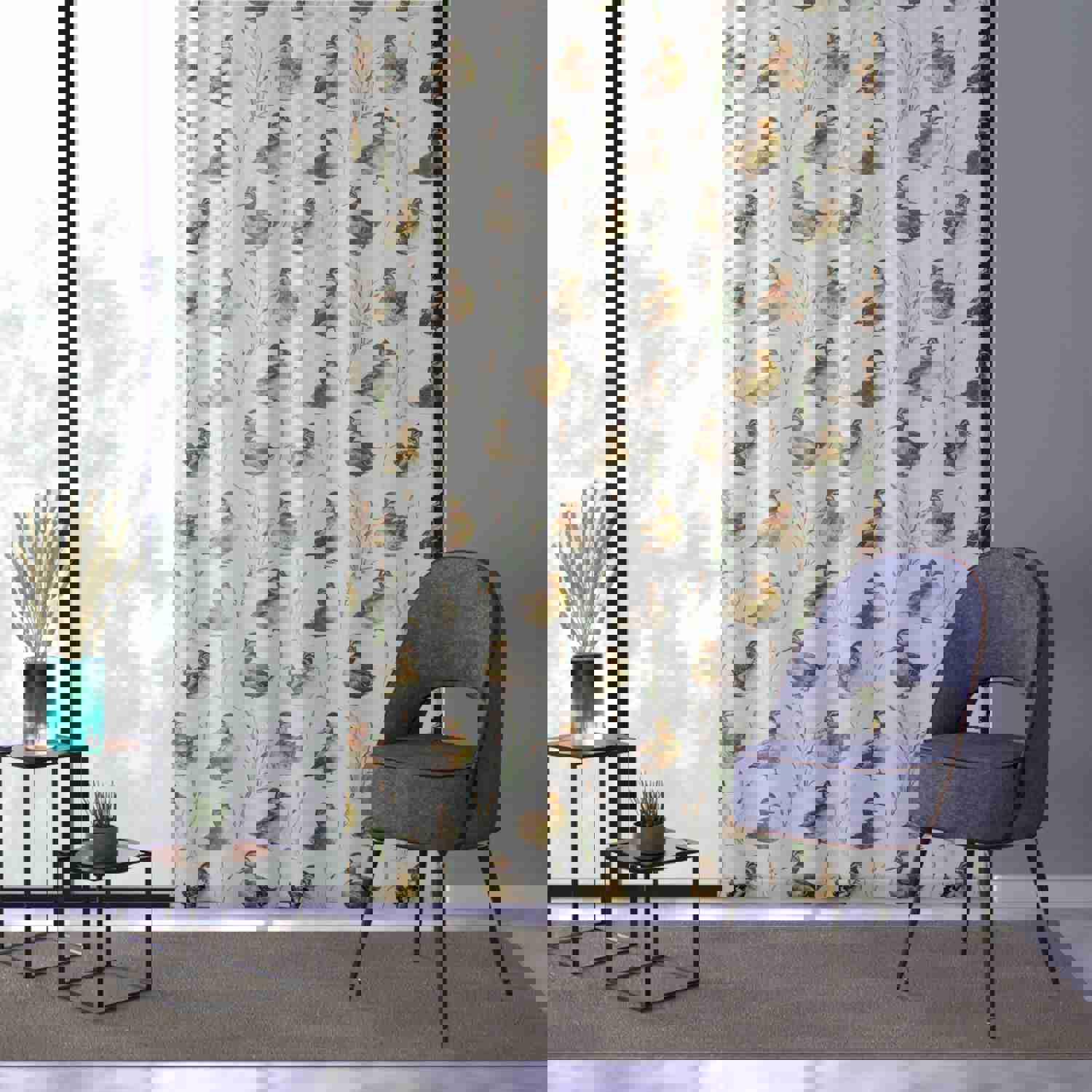 Ducks Sheer Curtain - Single Panel Duck Nursery Decor for Kids Room