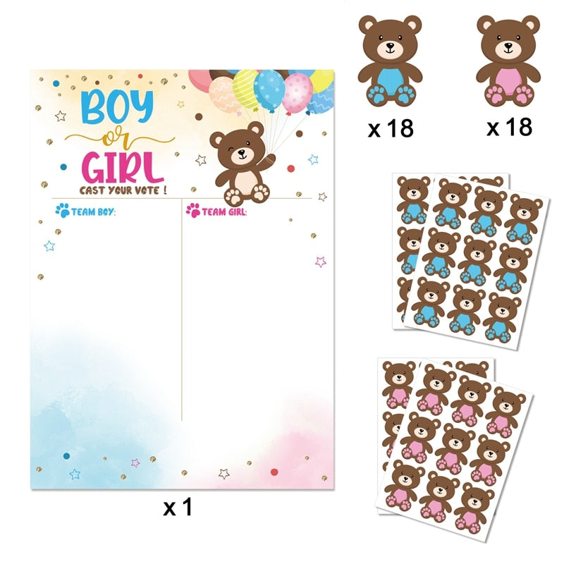 Baby Gender Reveal Party Voting Game Poster Board with Stickers