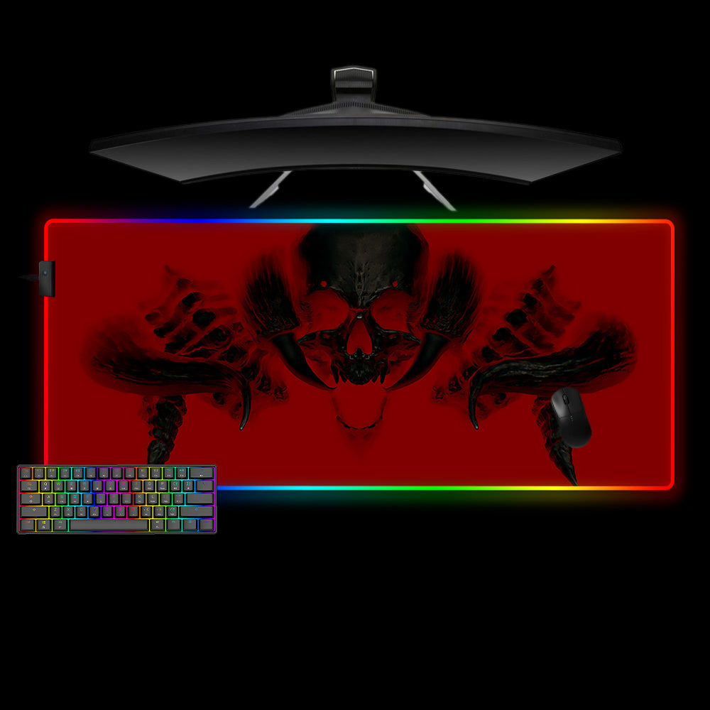 Red & Black Monster Skull RGB Gaming Mouse Pad with LED Strip