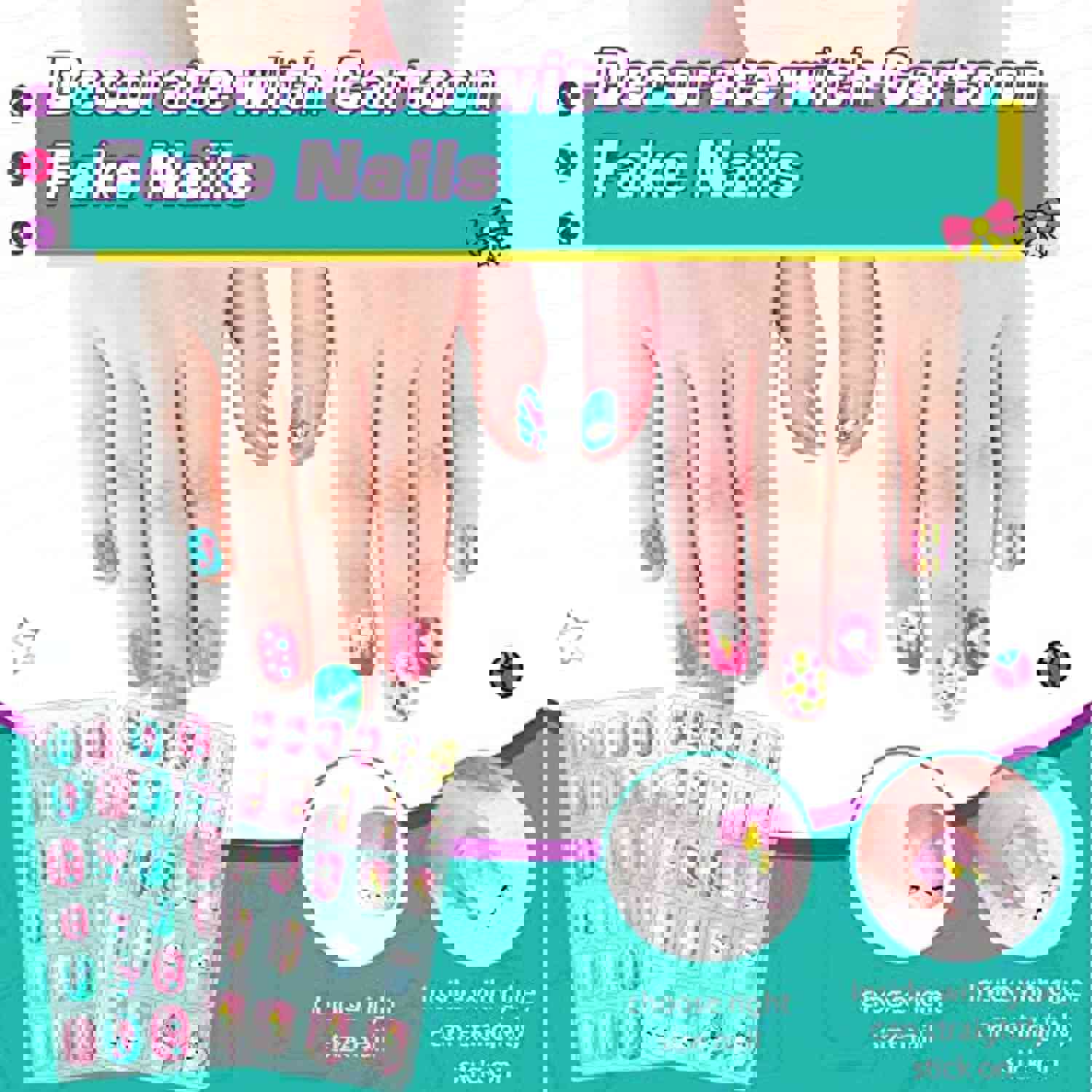 Amagoing Nail Art Kit for Girls, Kids Nail Polish Play Set with Nail Dryer, 2 in 1 Nail Pens, Sticky Cartoon Fake Nail, DIY Sticker, Glitter Powder, Nail Studio Decoration Birthday Gift for Kids Age 6-12