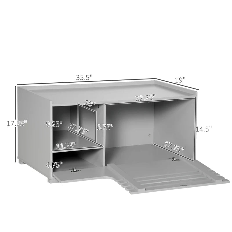 PawHut Adjustable Cat Litter Box Enclosure with Magnetic Doors - Multi-Functional Side Table for Indoor Use